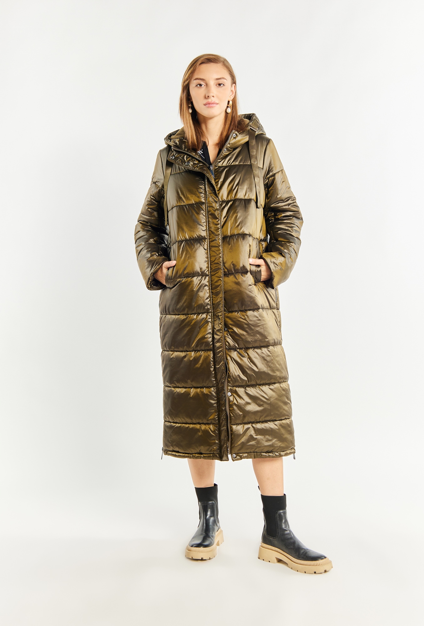 Monnari Pikowany płaszcz z kapturem 36