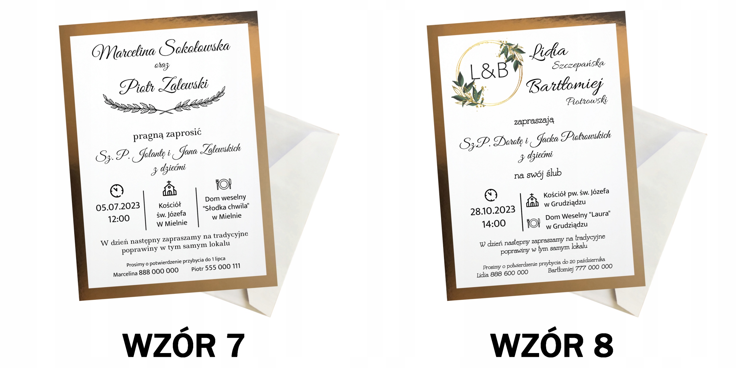 ZAPROSZENIA NA ŚLUB WESELE ZŁOTE Z PERSONALIZACJĄ Kolor dominujący złoty