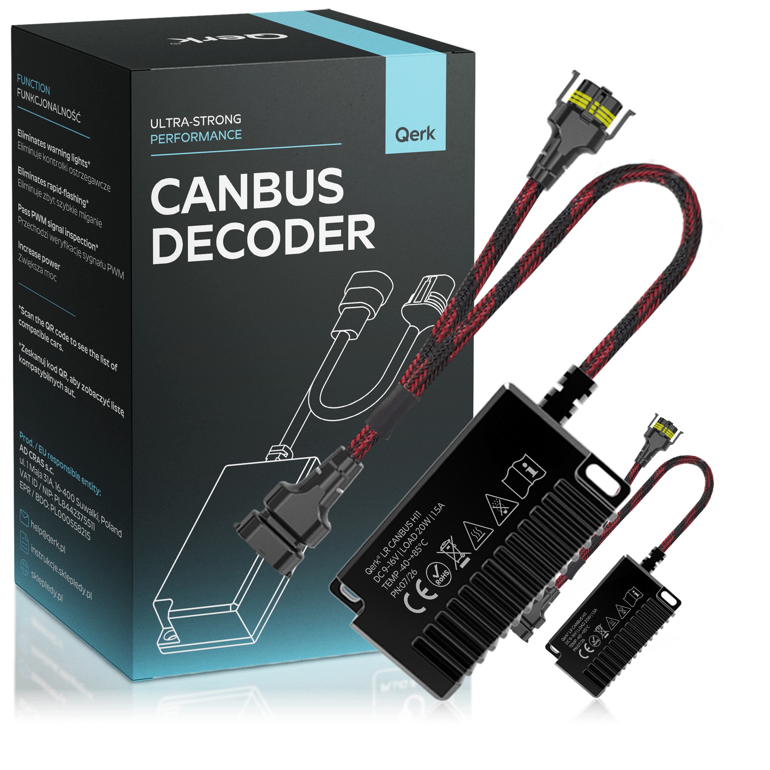 Rezistory Canbus H11 Led Odstraní chybu spálené žárovky Qerk Lr Decoder 20W x2