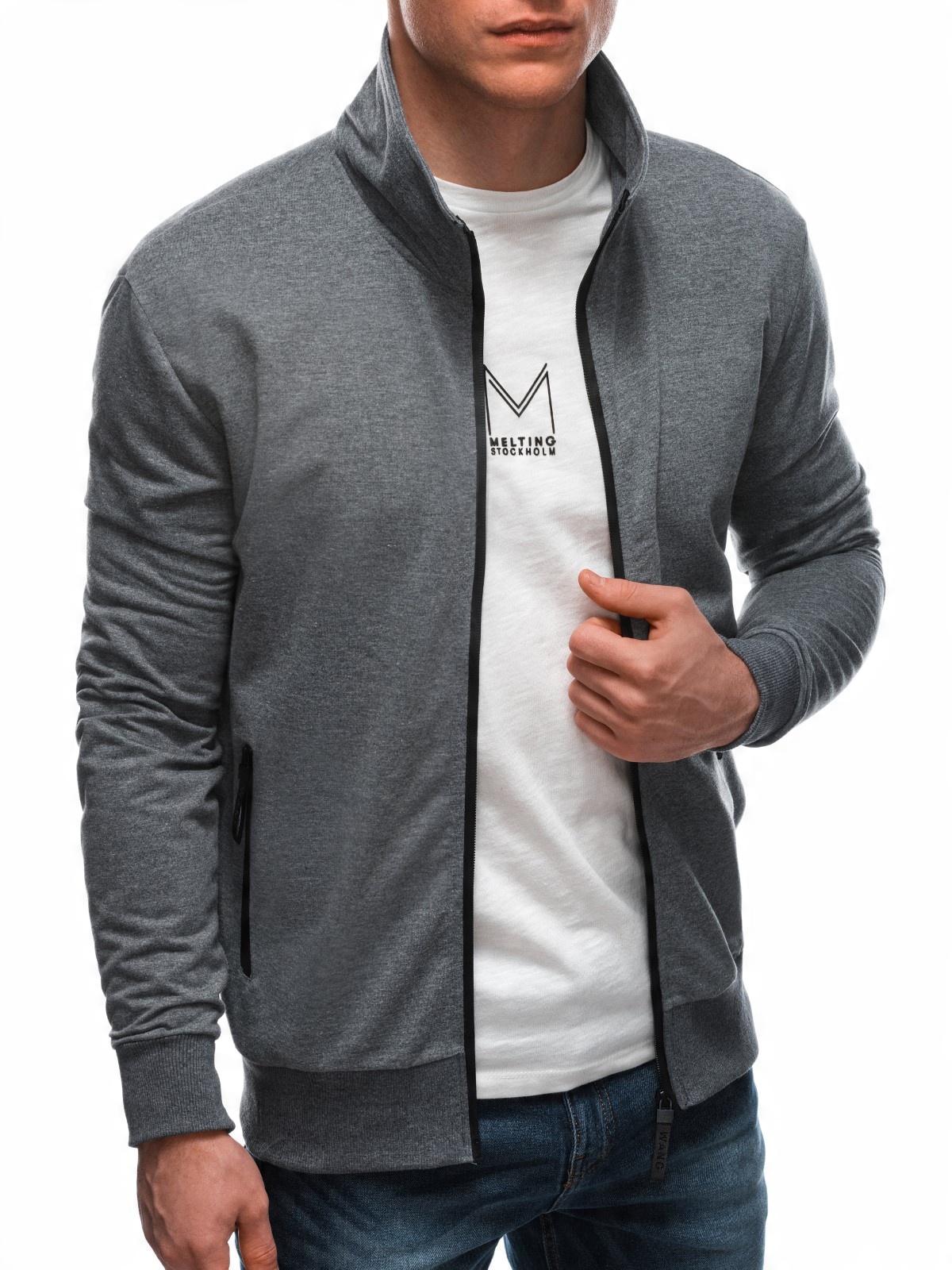 

Bluza męska bez kaptura rozpinana 1556B grafit XL