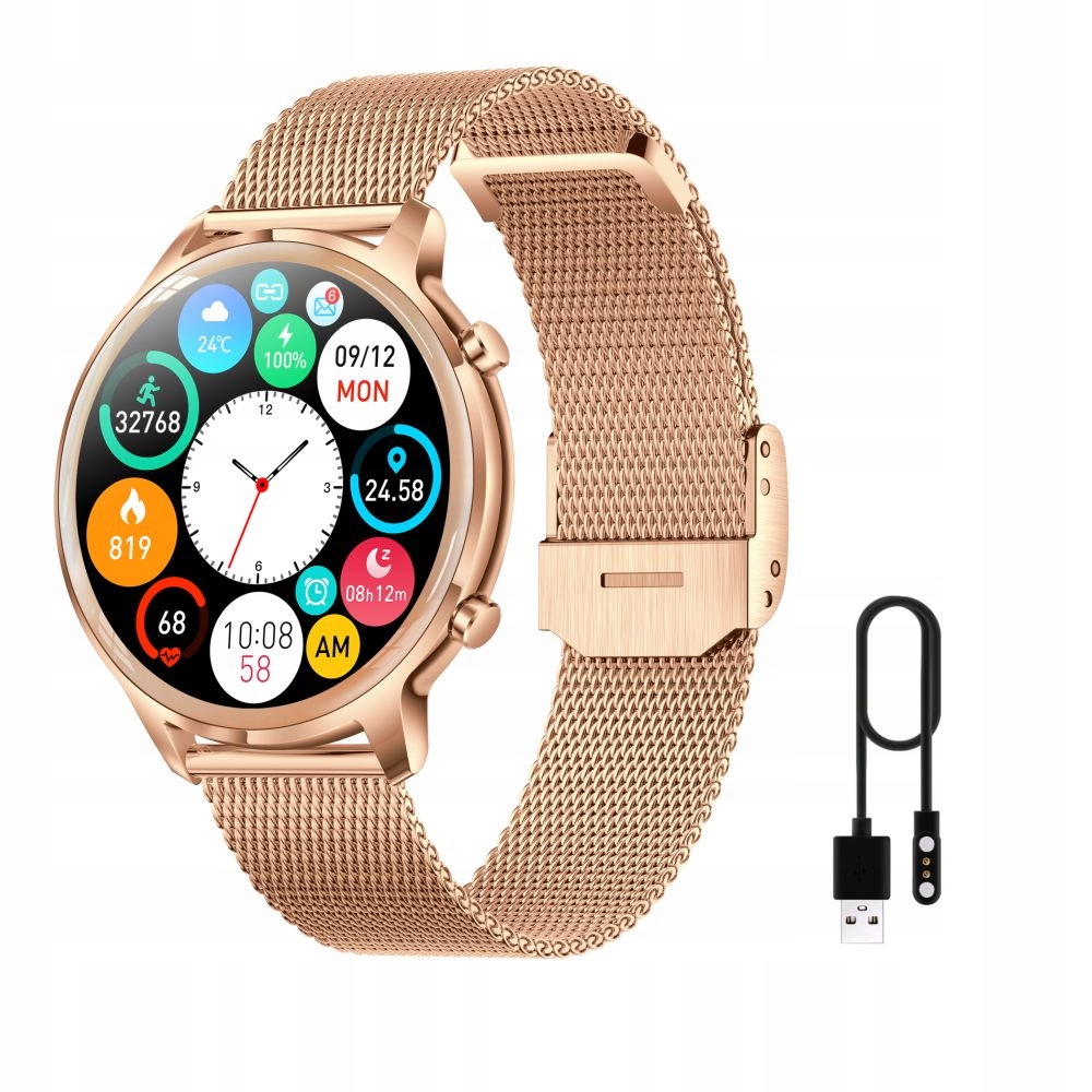 Smartwatch Manta Kelly SWU301GD złoty Szerokość koperty 44.8 mm