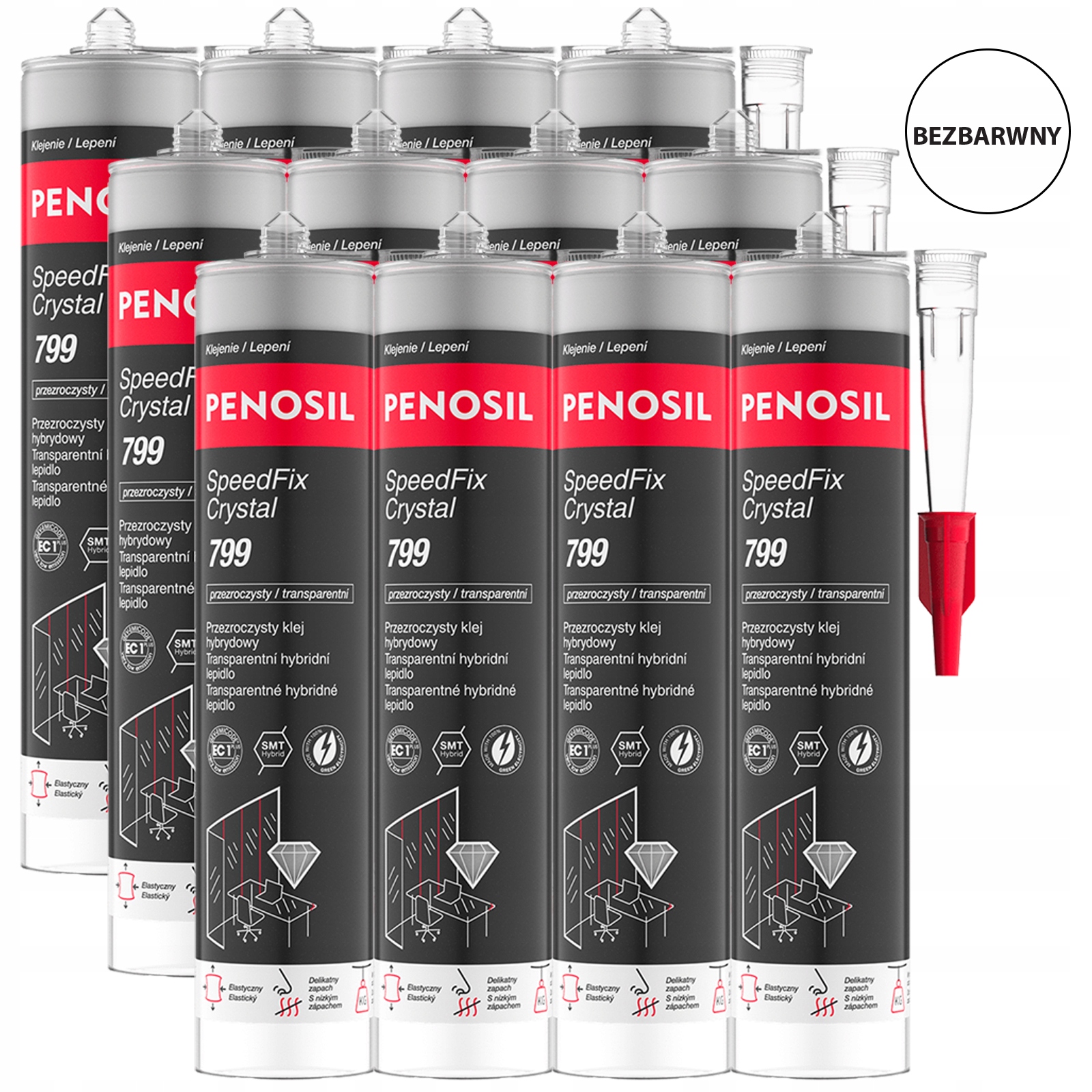 12 x SpeedFix Elastické bezfarebné hybridné lepidlo Neviditeľná Škára