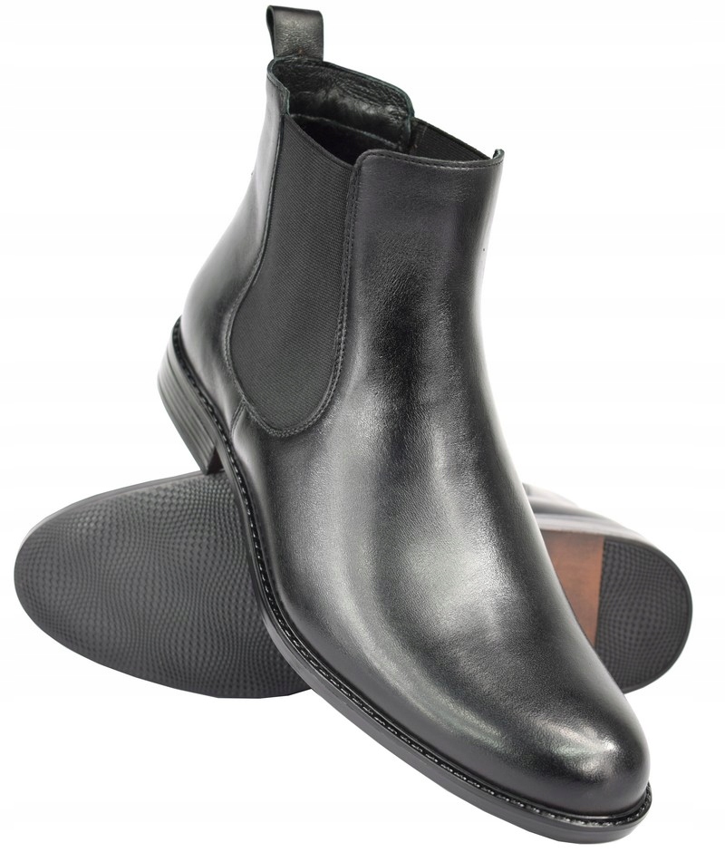 BUTY SZTYBLETY MĘSKIE SKÓRA CZARNE 40 26,5 cm PAN