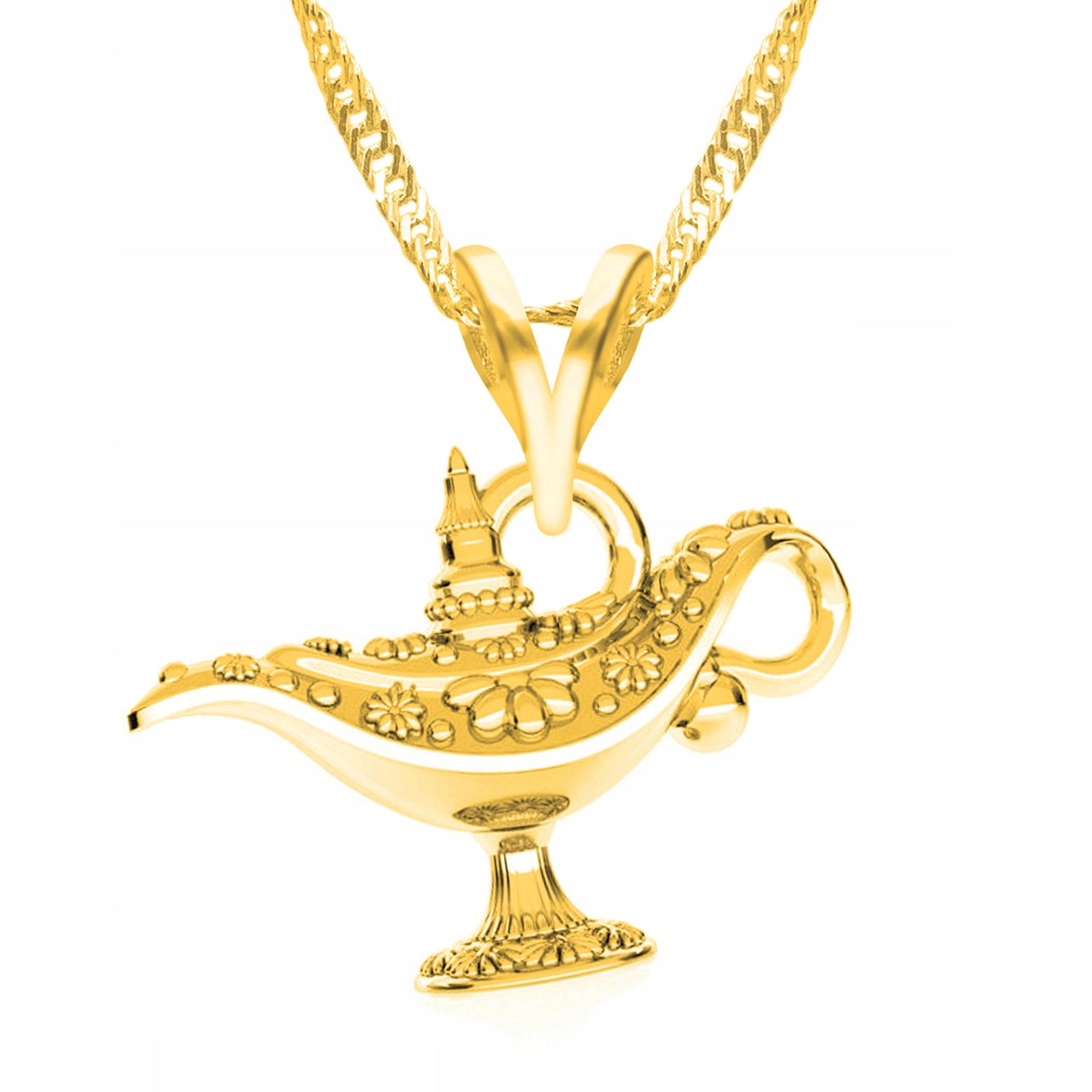 Zlatý náhrdelník Lampa Aladina Čaroděj Elf Duch Lampička Stříbro 925