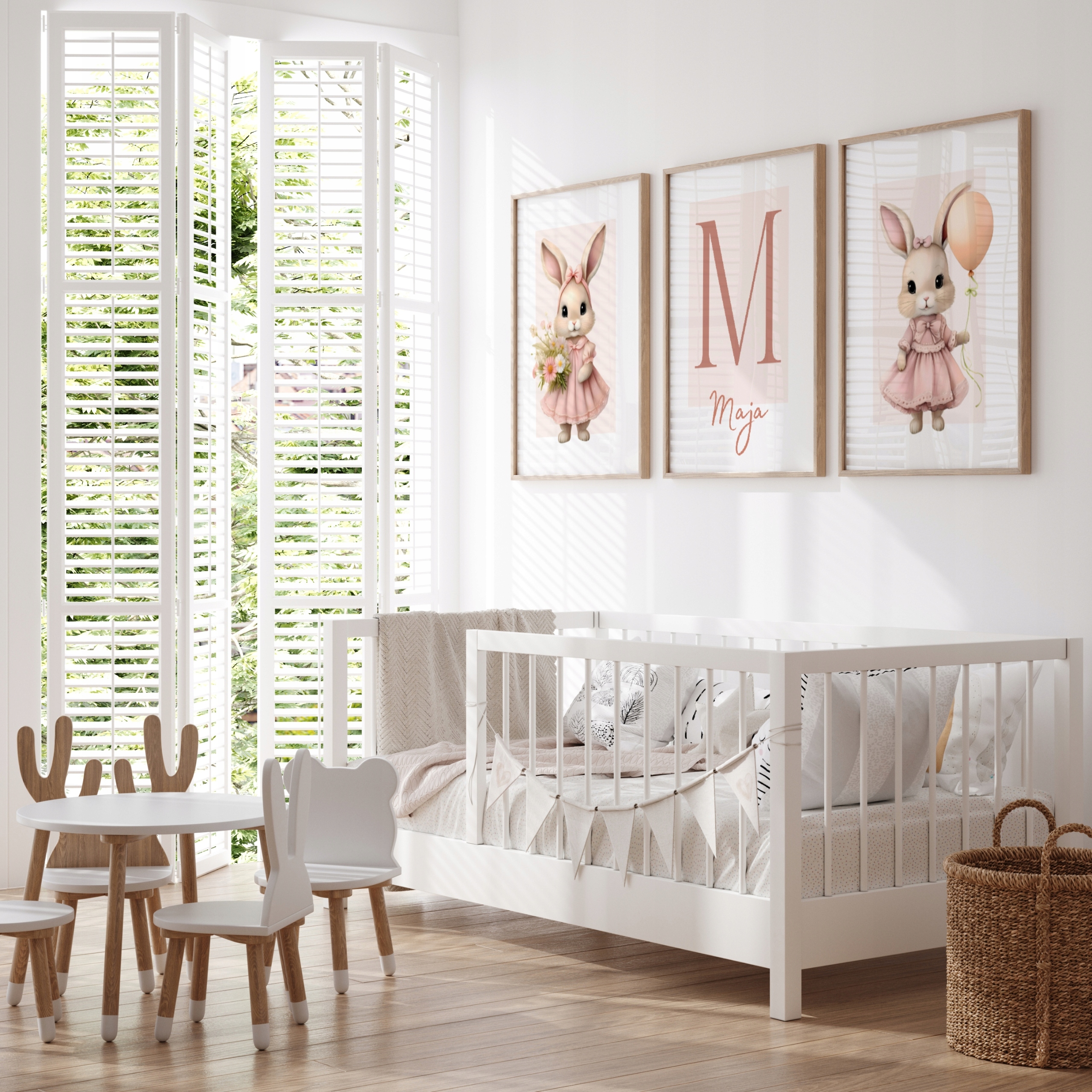 OBRAZKI DO POKOJU DZIECIĘCEGO DZIEWCZYNKI ZESTAW PLAKATY A3 KRÓLICZKI Płeć dziewczynki