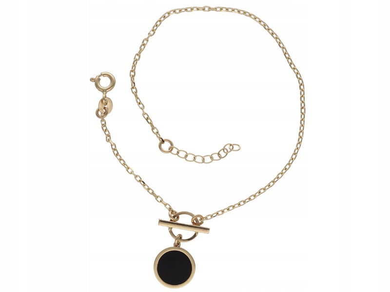Zlatý náramek 585 černé kruhy na řetízku 2,49 g jako dárek
