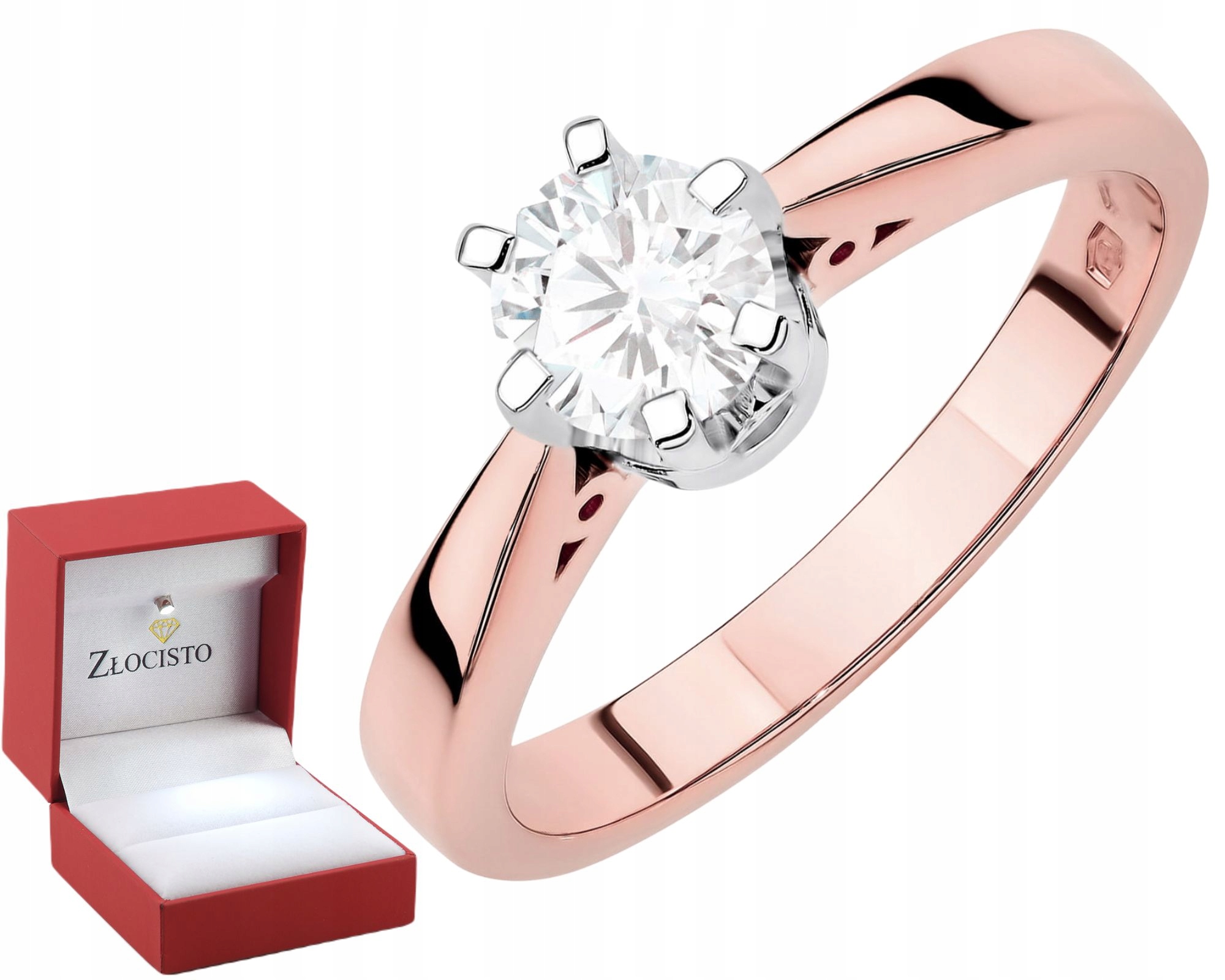 Růžové Zlato Prstýnek S Diamantem Lab 1,00 Ct Zlato 585 Dárek Gravírování