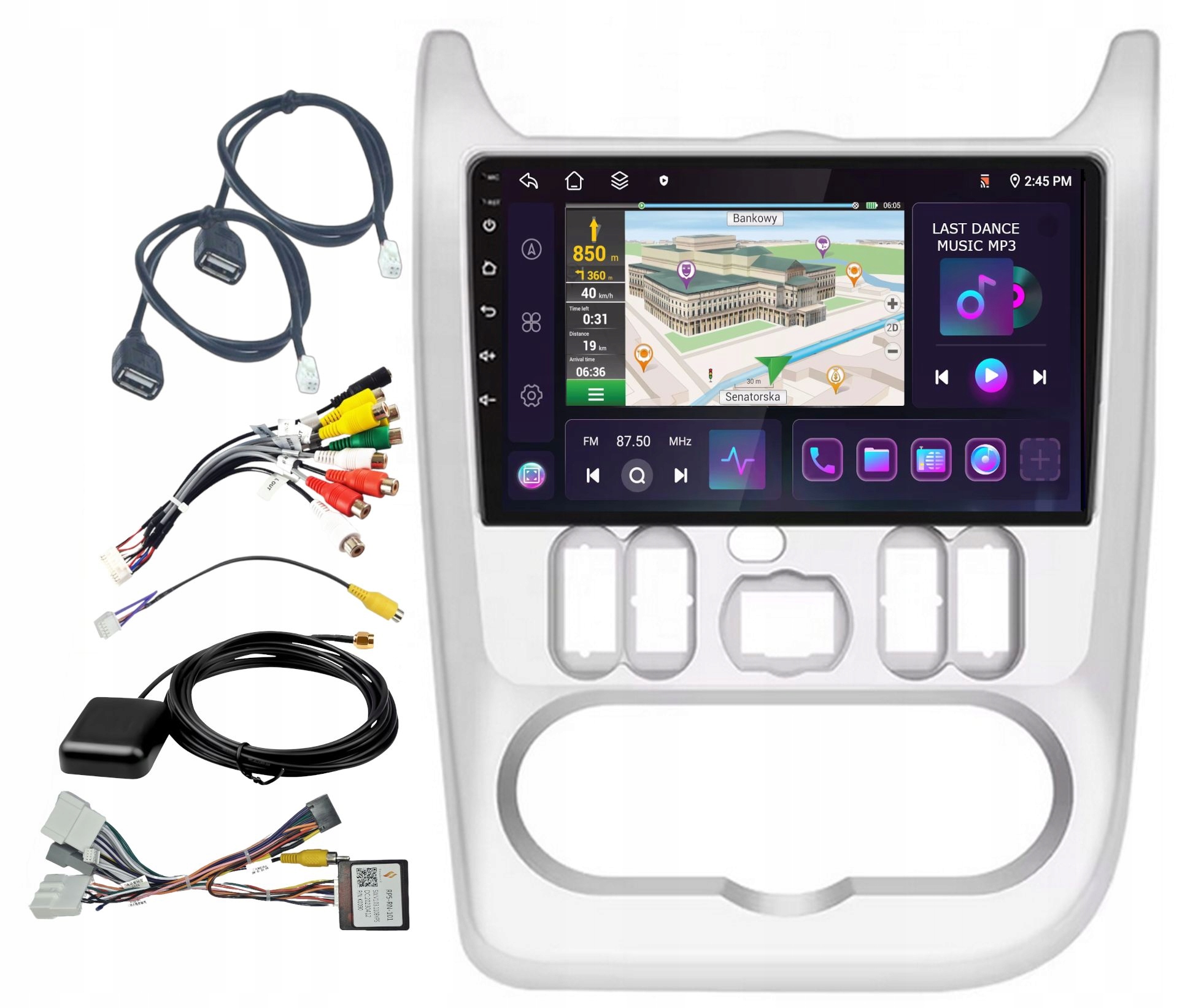 Rádio Gps Navigácia Android Dacia Sandero 2007-2011 Carplay Wifi 4GB 64GB