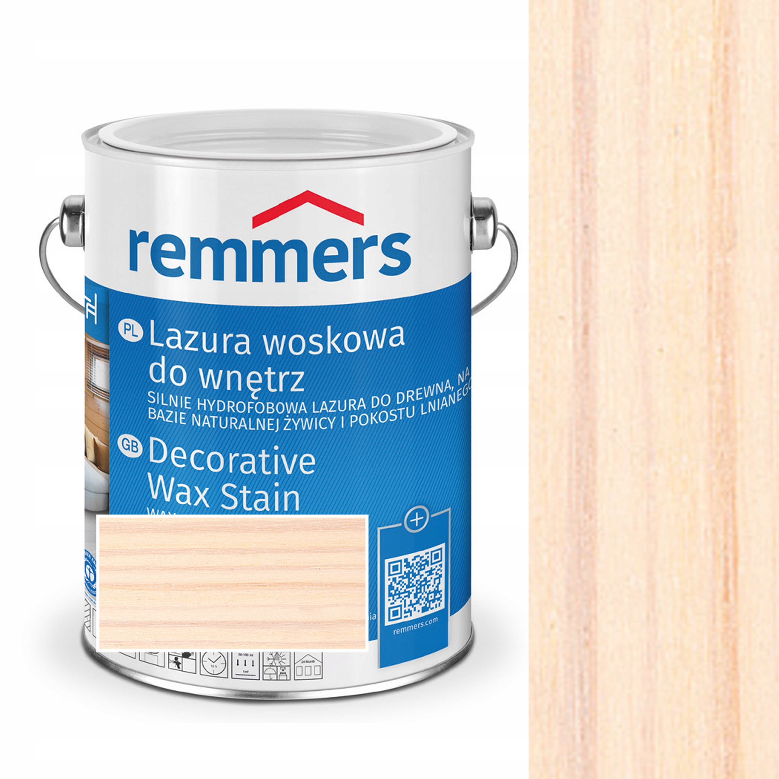 Remmers Lazura Woskowa do Wnętrz Hydrofobowa wohnraum Biały 0,75L