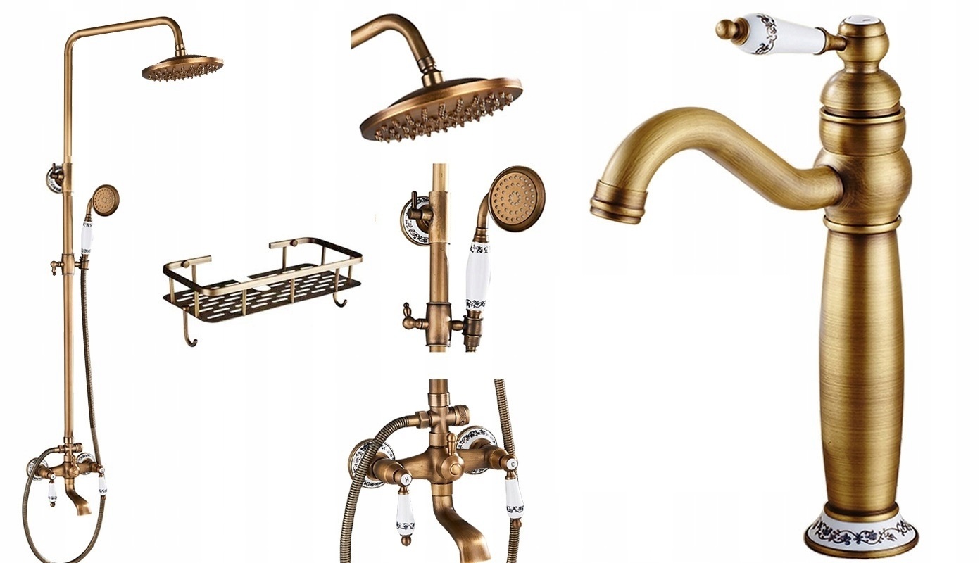 Kúpeľňová batéria Old Retro Mosadz Keramika sada