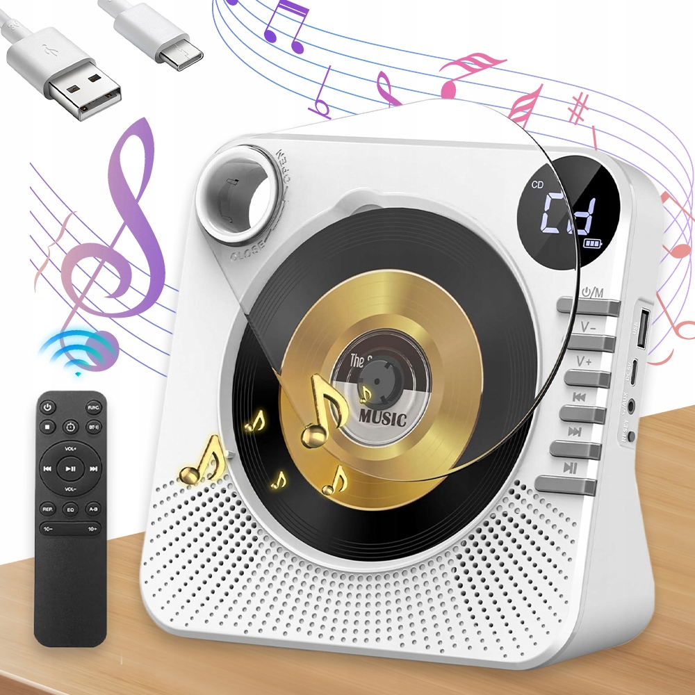 Přenosný CD Přehrávač Bluetooth Usb/aux LCD displej S Časovačem