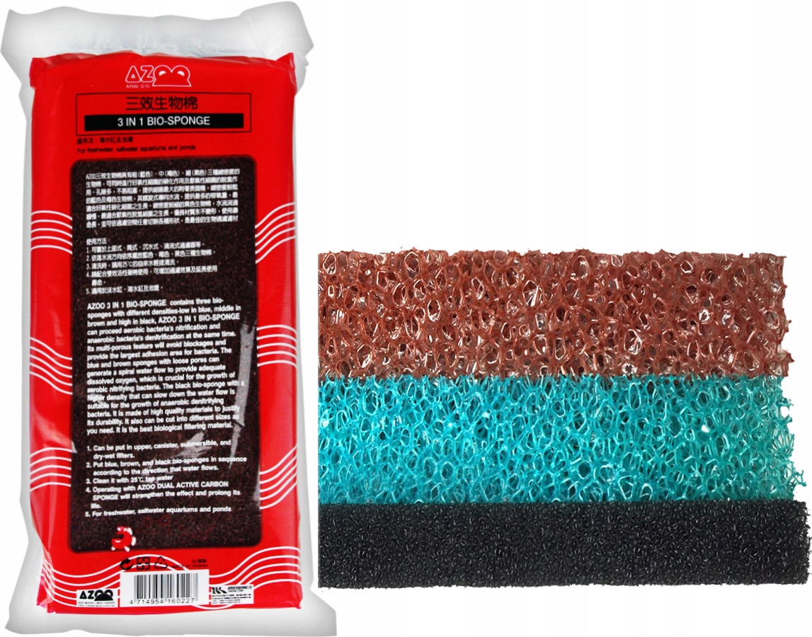 

Azoo 3in1 Bio-Sponge 3 szt Wkład Gąbkowe, Gąbka
