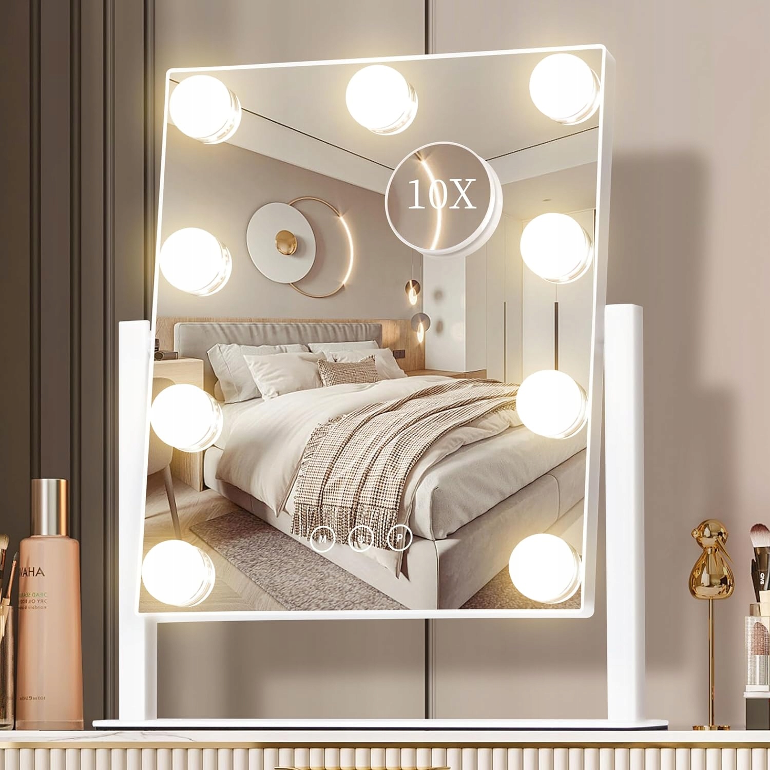 Zrcadlo pro líčení s 9 žárovkami 290 x 360 mm