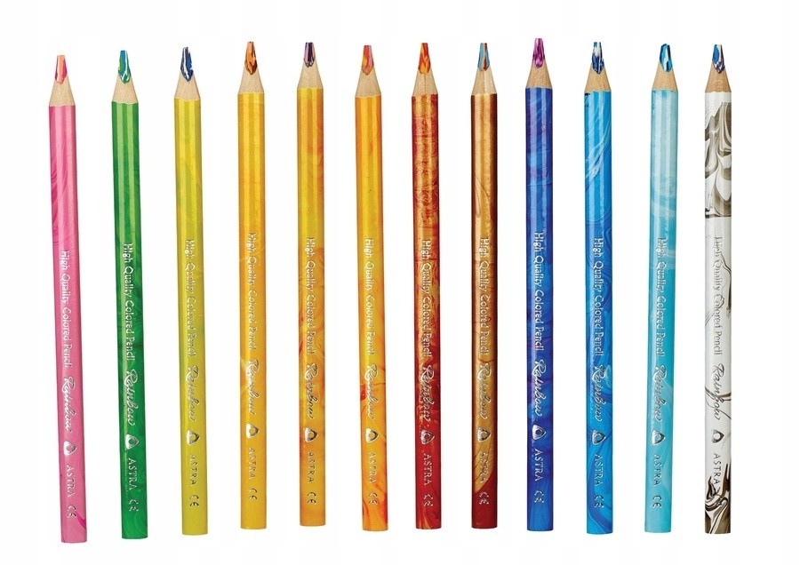 TĘCZOWE KREDKI OŁÓWKOWE GRUBE 12 KOLORÓW ASTRA Marka Astra