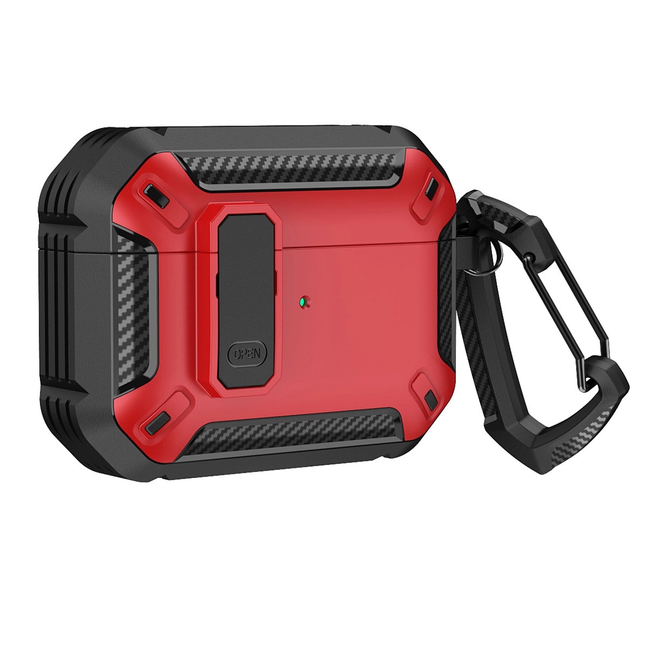 Etui pancerne na Airpods 4 z karabińczykiem czerwone Hurtel