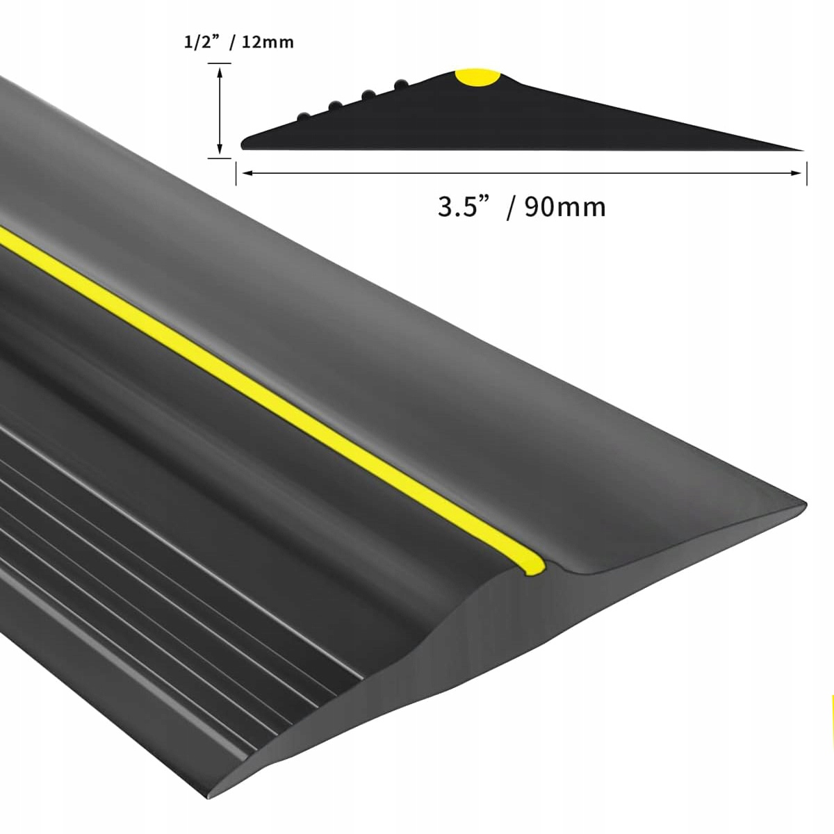 USZCZELKA GARAŻOWA, PRÓG GUMOWY DO BRAMY GARAŻOWEJ 3M,90 mm x 12 mm Długość 300 cm