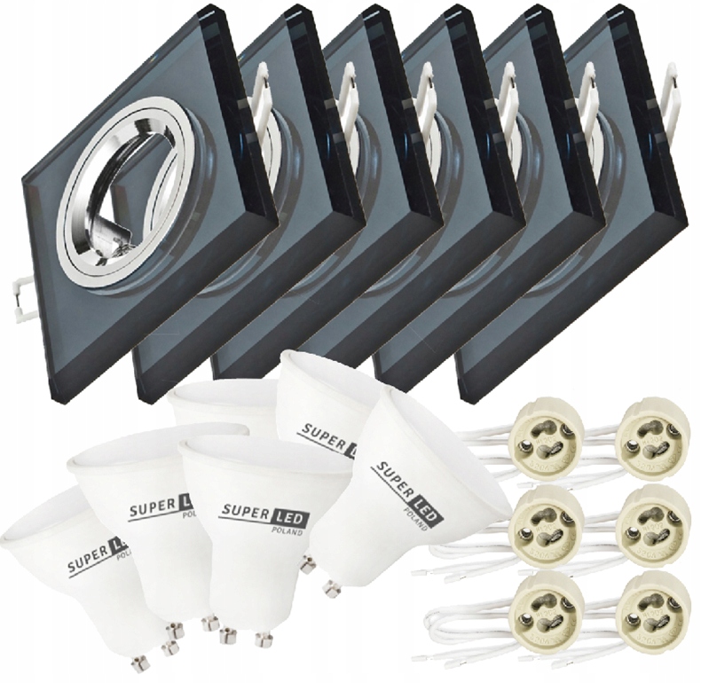 

Zestaw 6x oprawa halogenowa Szklana Led GU10 6W