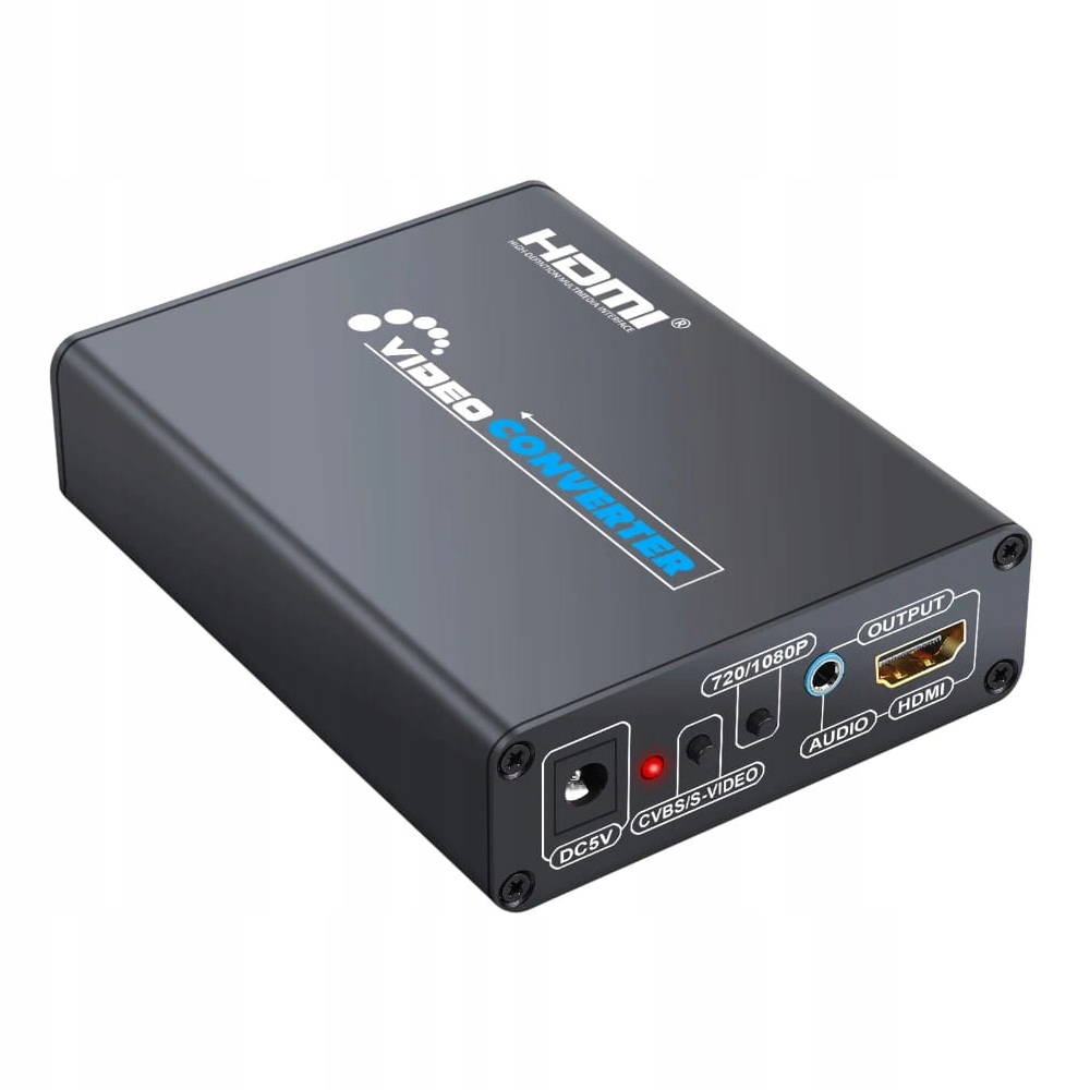 Konwerter z AV / S-Video na HDMI + audio jack 3,5 mm RCA SVIDEO adapter Model 2C5-03-17