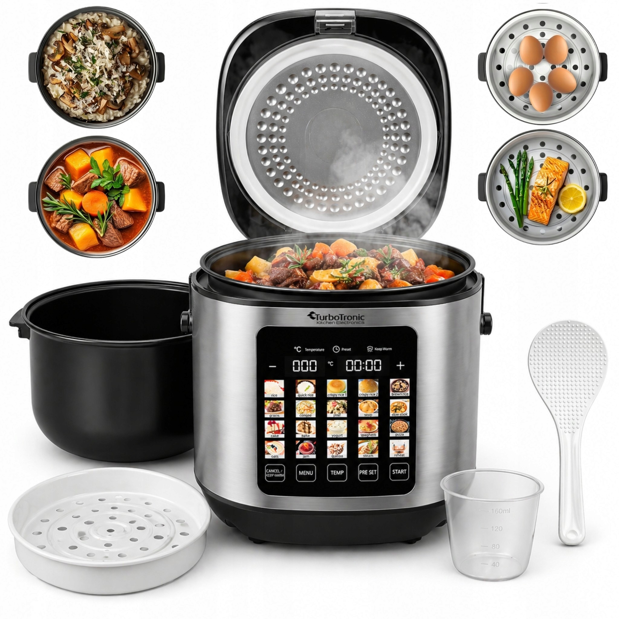 Multicooker Parný Hrniec Elektrický Fritéza 5 L Keramická Povrchová Úprava