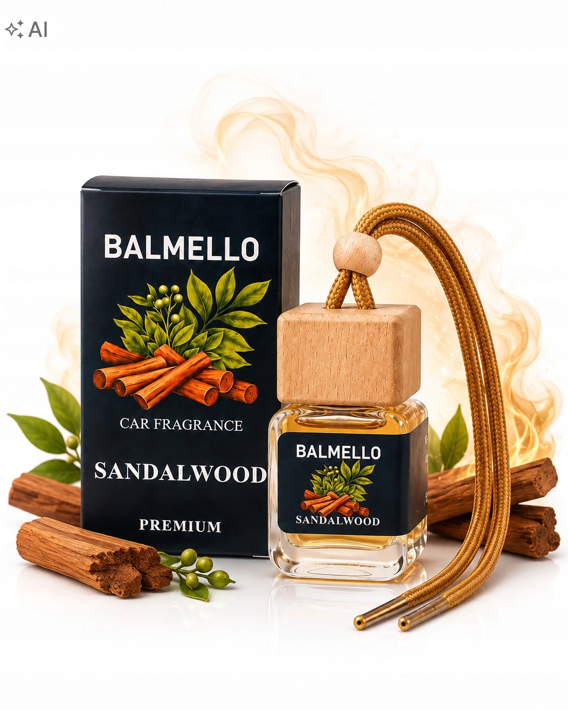 Zapach Do Auta Sandalwood Drzewo Sandałowe Premium 10 ML Balmello Zawieszka