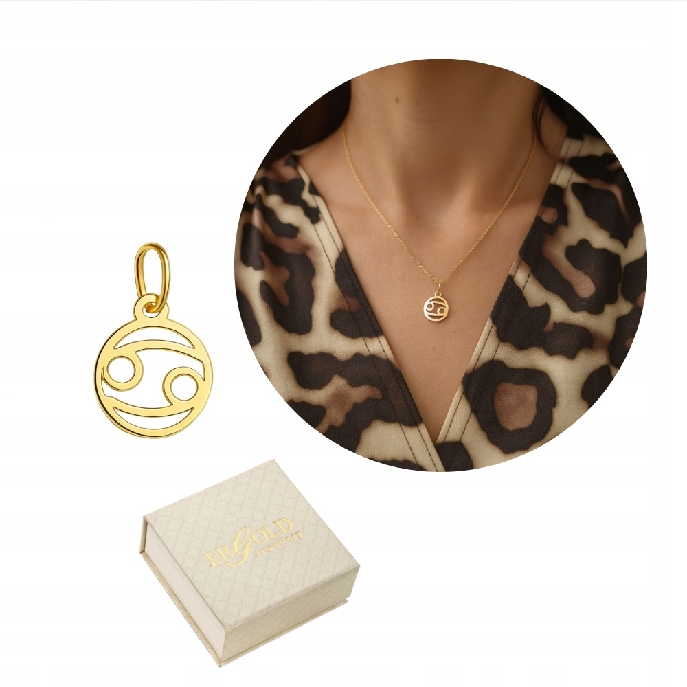 Znamení Zvěrokruhu Rak Ryzost 585 S Horoskopem A Symbolem Zvěrokruhu Přívěsek