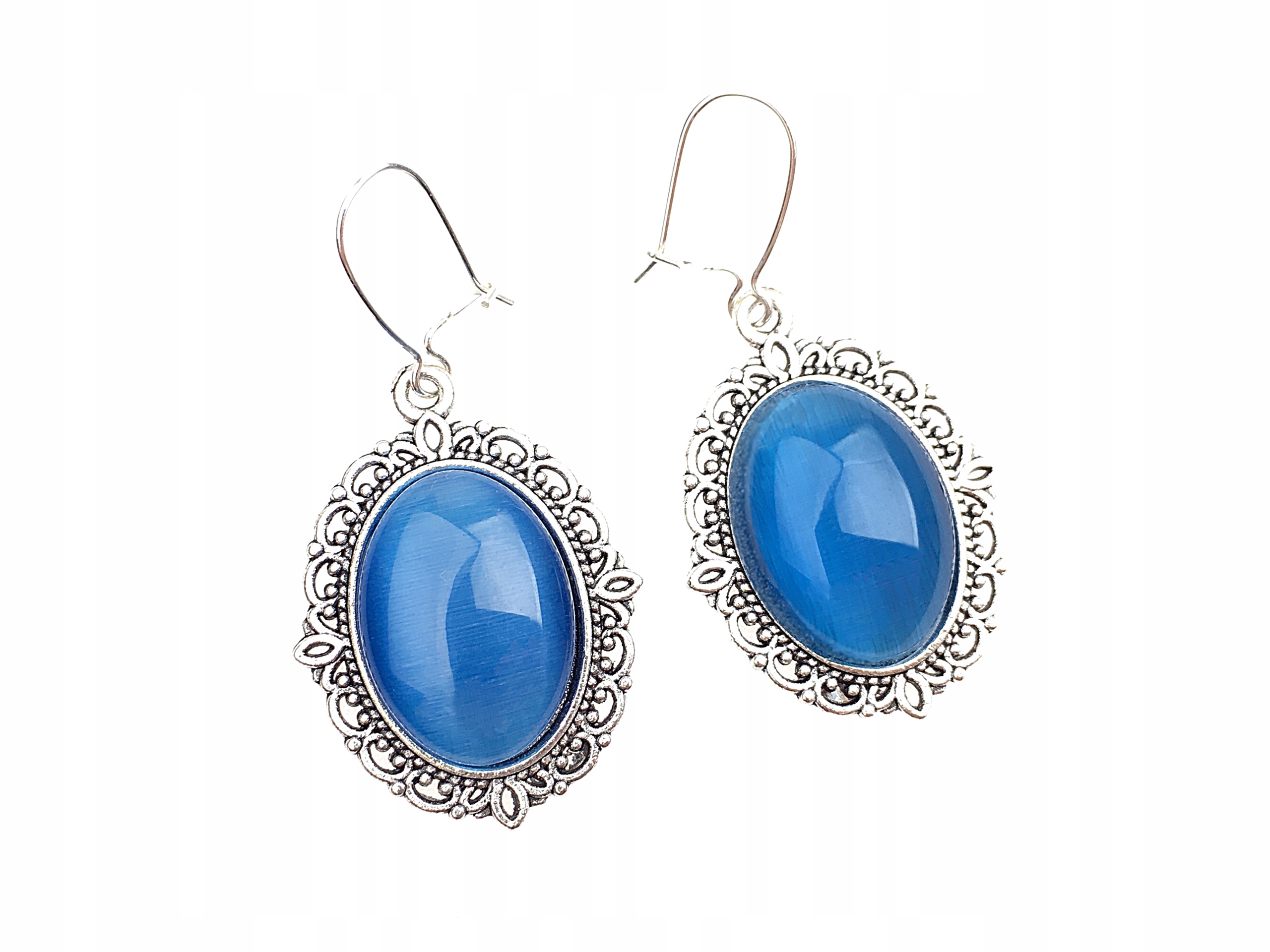 

uleksyt kocie oko kolczyki wiszące pr.925 antyczne