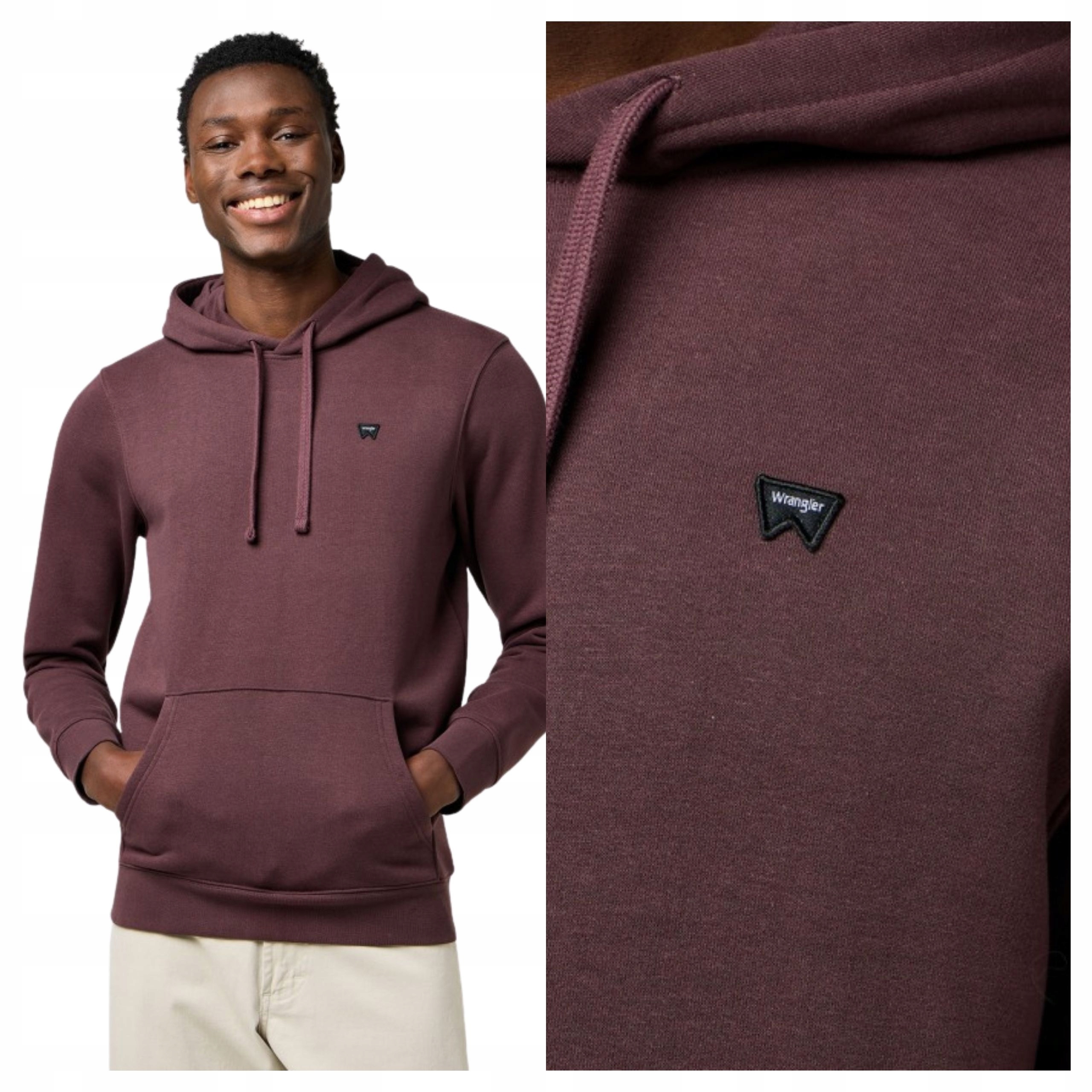 Pánská Mikina Wrangler Sign Off Hoodie Mahagonová S Kapucí S
