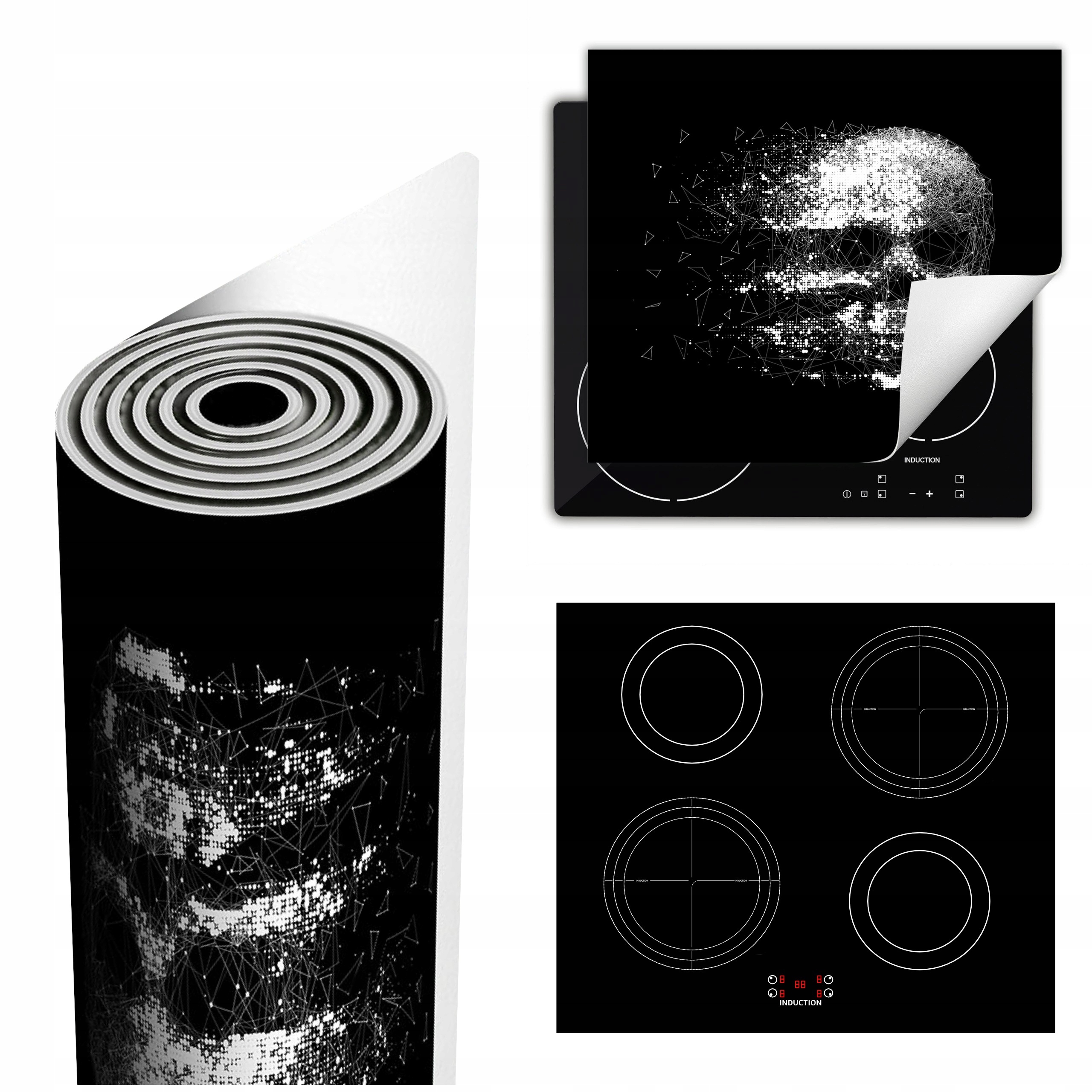 Ochranná Podložka Na Sporák Má Více Místa 60x52, černá lebka