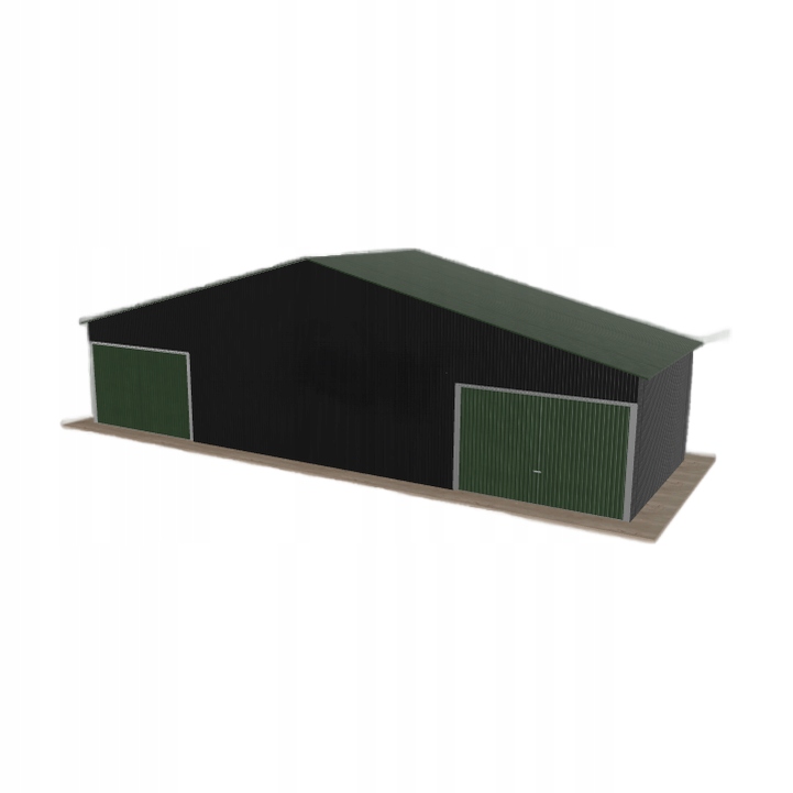 Plechová garáž 12x4 m dvoupolohová, dvoupolohová, černá