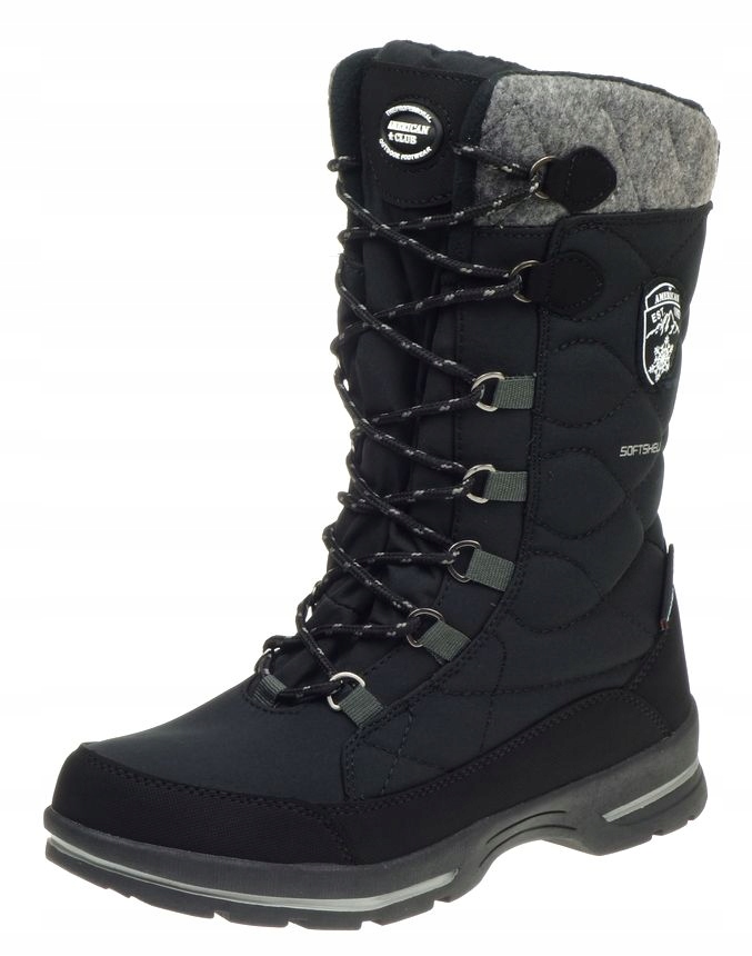 Wysokie Śniegowce Damskie American Club SN09 Buty Zimowe Softshell Suwak 39