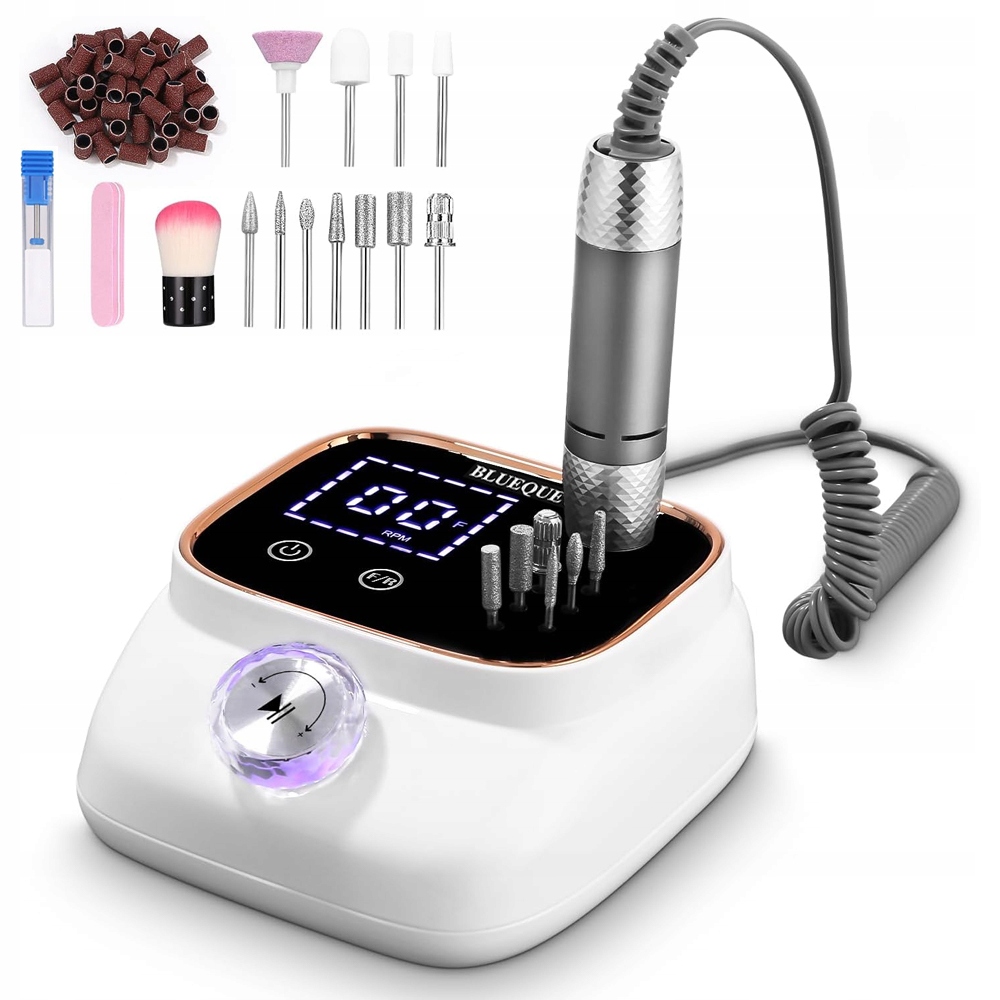 Bruska Na Manikúru 45000 Rpm S Pamětí A 11 Hroty, Bílá