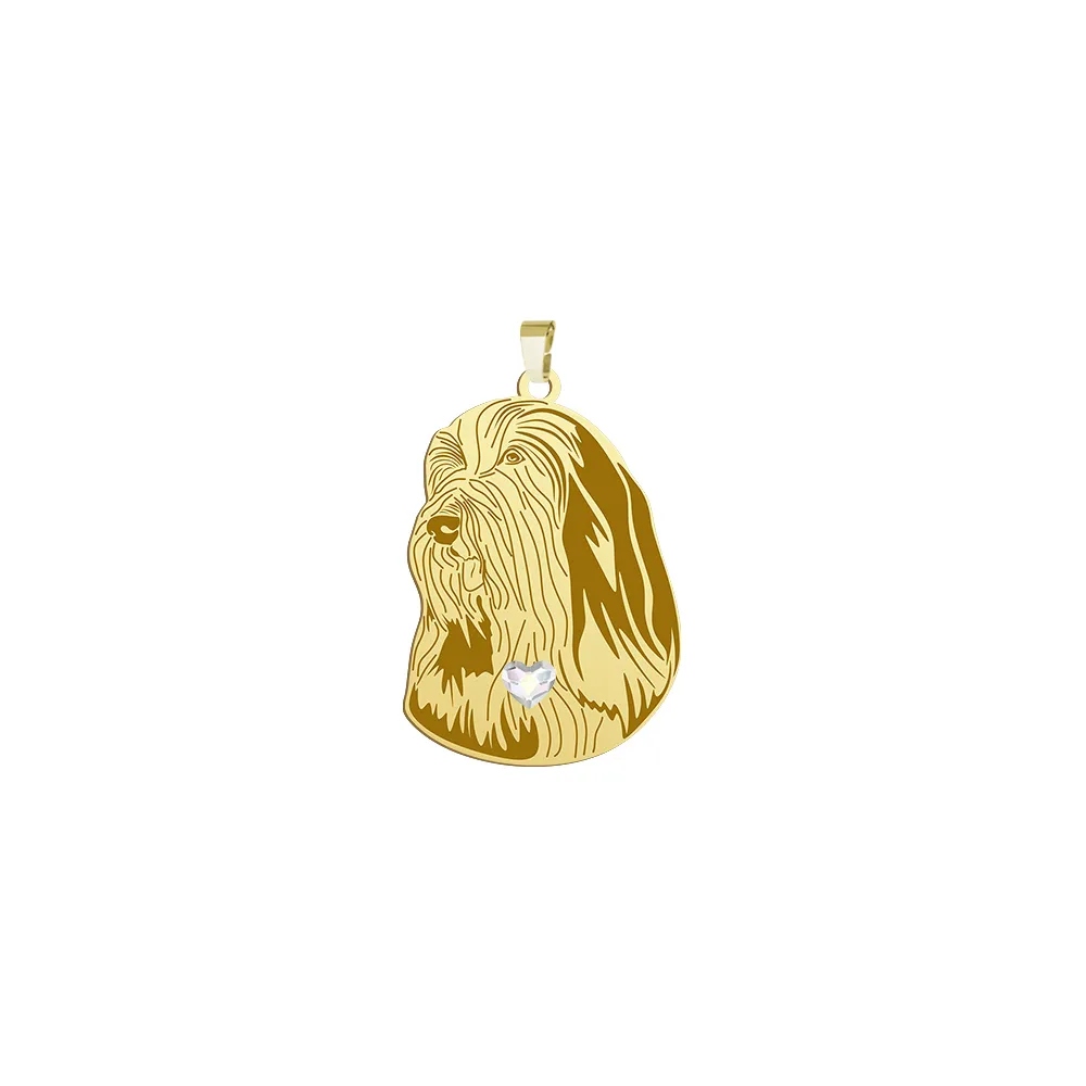 Zlatý přívěsek s psem Bearded Collie 925 Šperky Dárek Gravírování Bonus