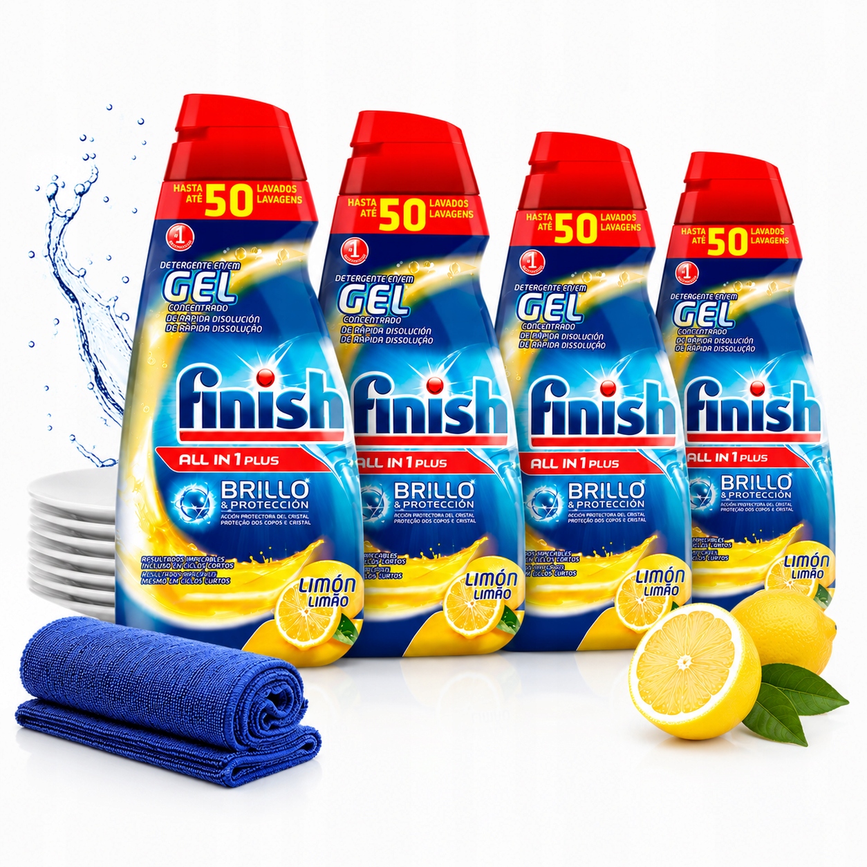 Finish ALL-IN-1 Power Max Lemon Zestaw Cytrynowych Żeli Do Zmywarki 4X1L