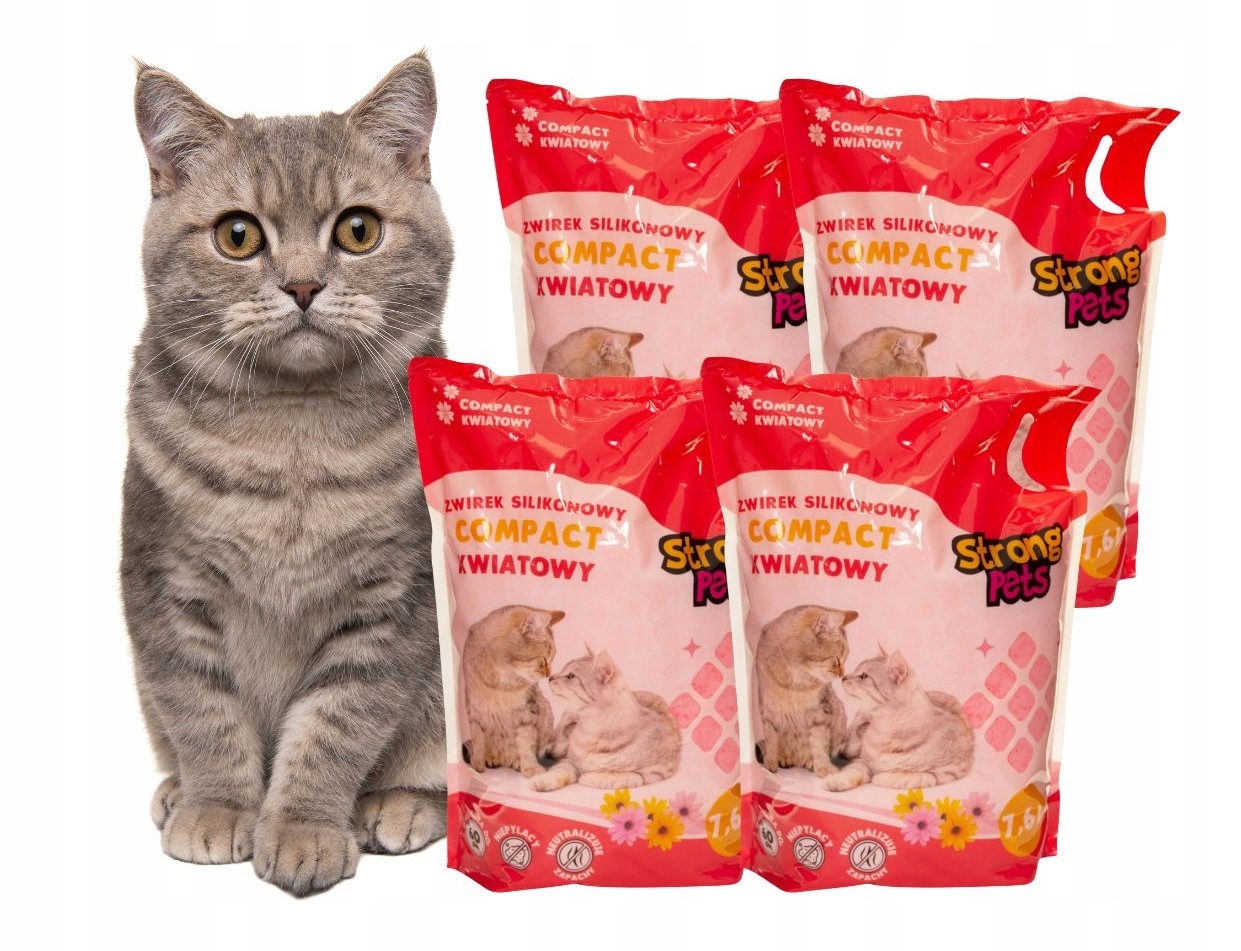 Levně Strong Pets Silikonové Stelivo Pro Kočky Compact květinový 4x7,6l Drobný