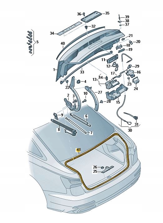 USZCZELKA WEWNĘTRZNA TYLNEJ KLAPY AUDI A6 C8 LIMOUSINE ORYGINAŁ NOWA ASO