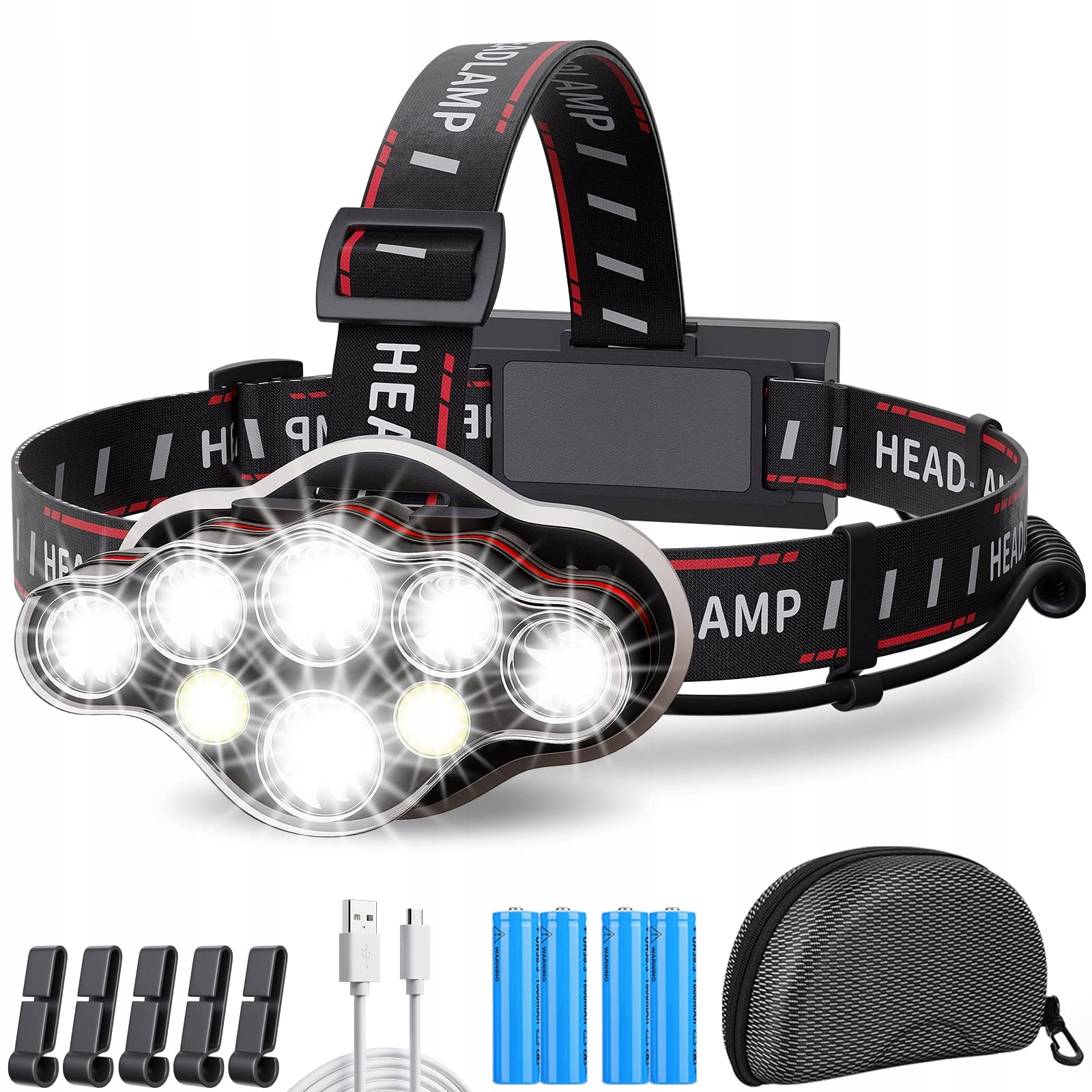 MLIAIMCE Superjasna Latarka Czołowa LED 18000 Lumenów 8 Trybów IPX4 — miniatura 8