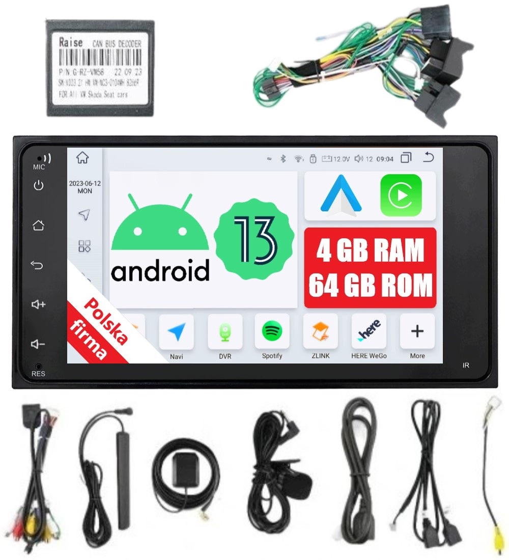 Nawigacja Radio 2DIN Android 13 Toyota Corolla 4/64GB Dsp Carplay Lte