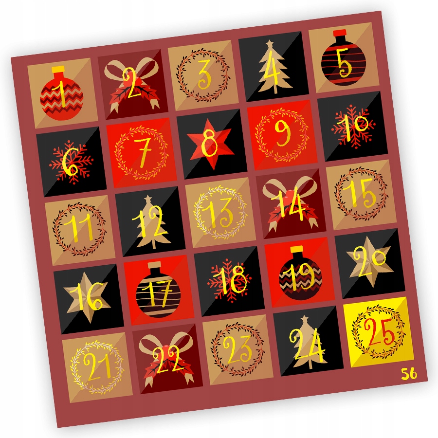 NAKLEJKI ŚWIĄTECZNE KALENDARZ ADWENTOWY 56 20x20