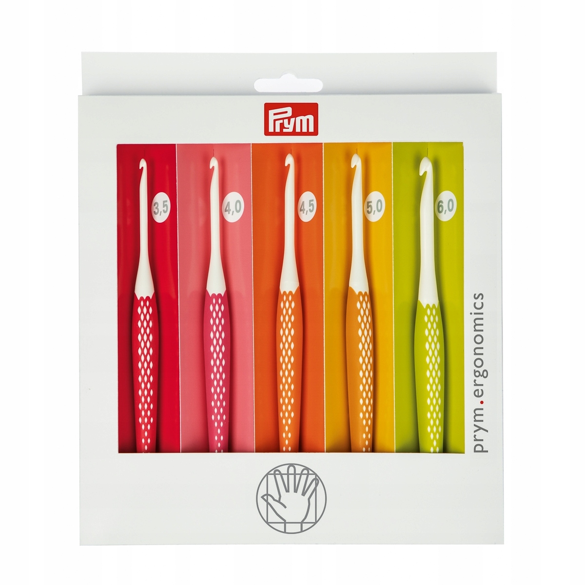 Háčky na háčkování ergonomické plastové Prym Ergo, sada 5 velikostí (3,5/4/
