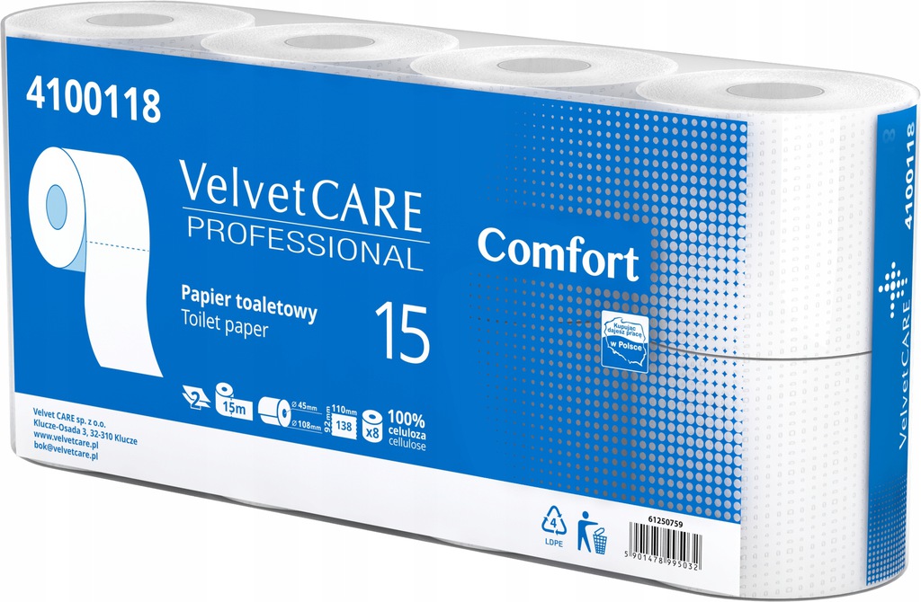 VELVET CARE COMFORT papier toaletowy a'8 biały (4100118) • Cena, Opinie