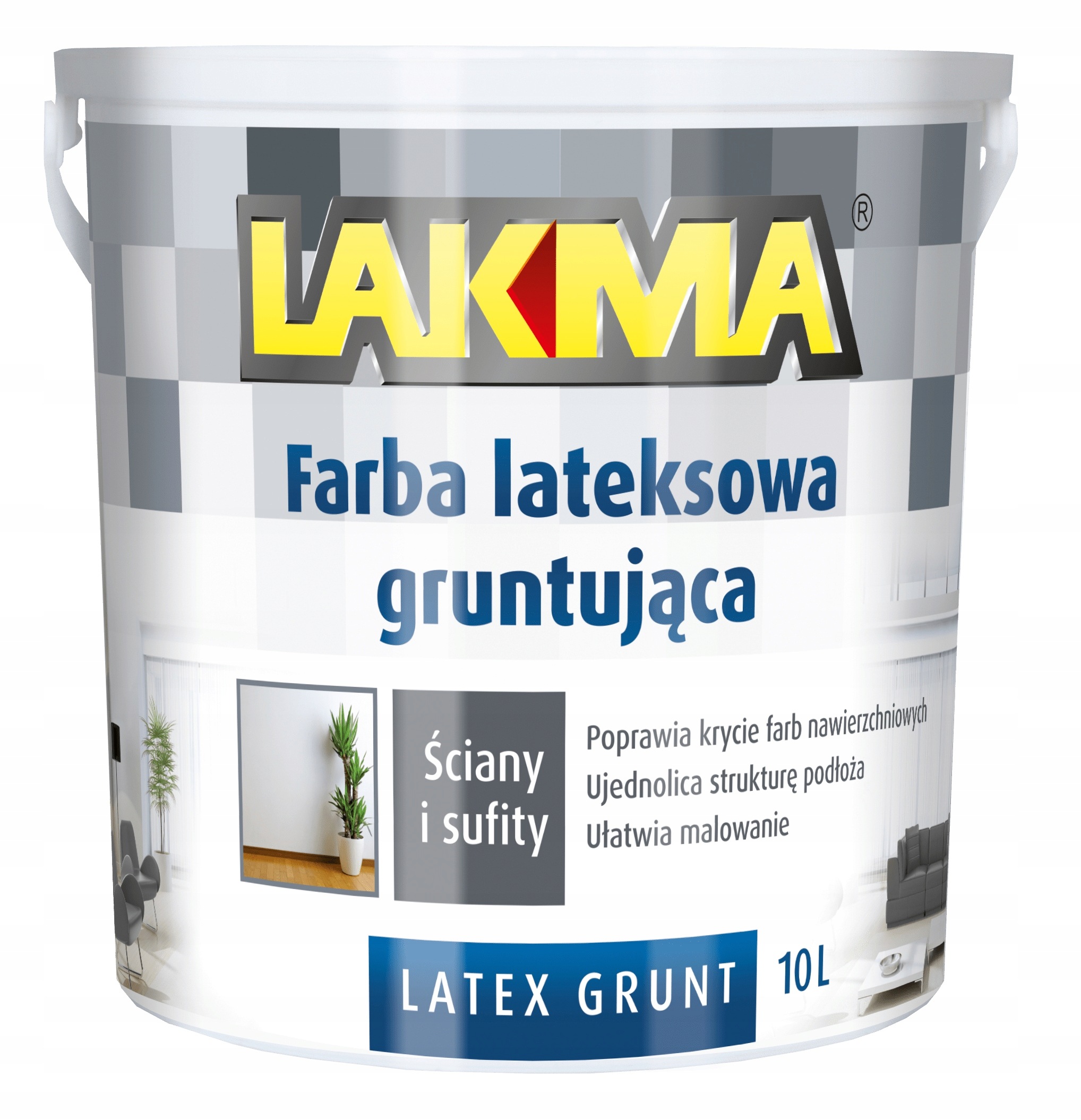 Barva Latexová podkladová emulze bílá Latex Grunt Lakma 10 L