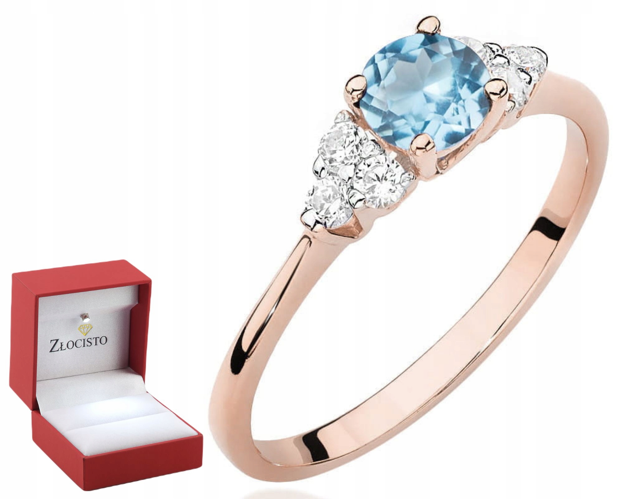 Růžové Zlato Prstýnek S Topazem A Brilianty Gravírování 585 Dárek