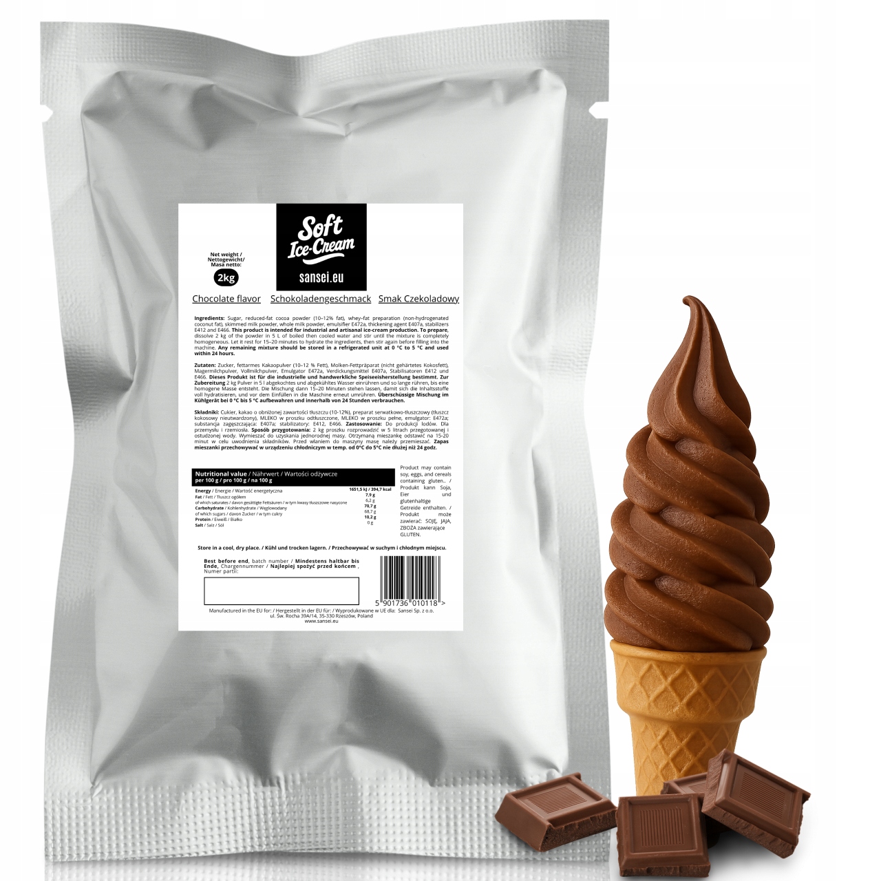 Levně Italská zmrzlina v prášku Čokoládová 2 kg, Vysoká kvalita a účinnost