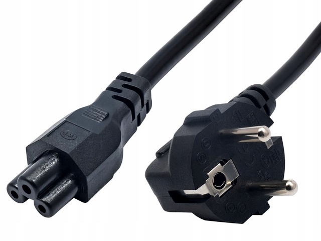 

Kabel zasilający Iec C5 3pin koniczyna / Schuko 1m