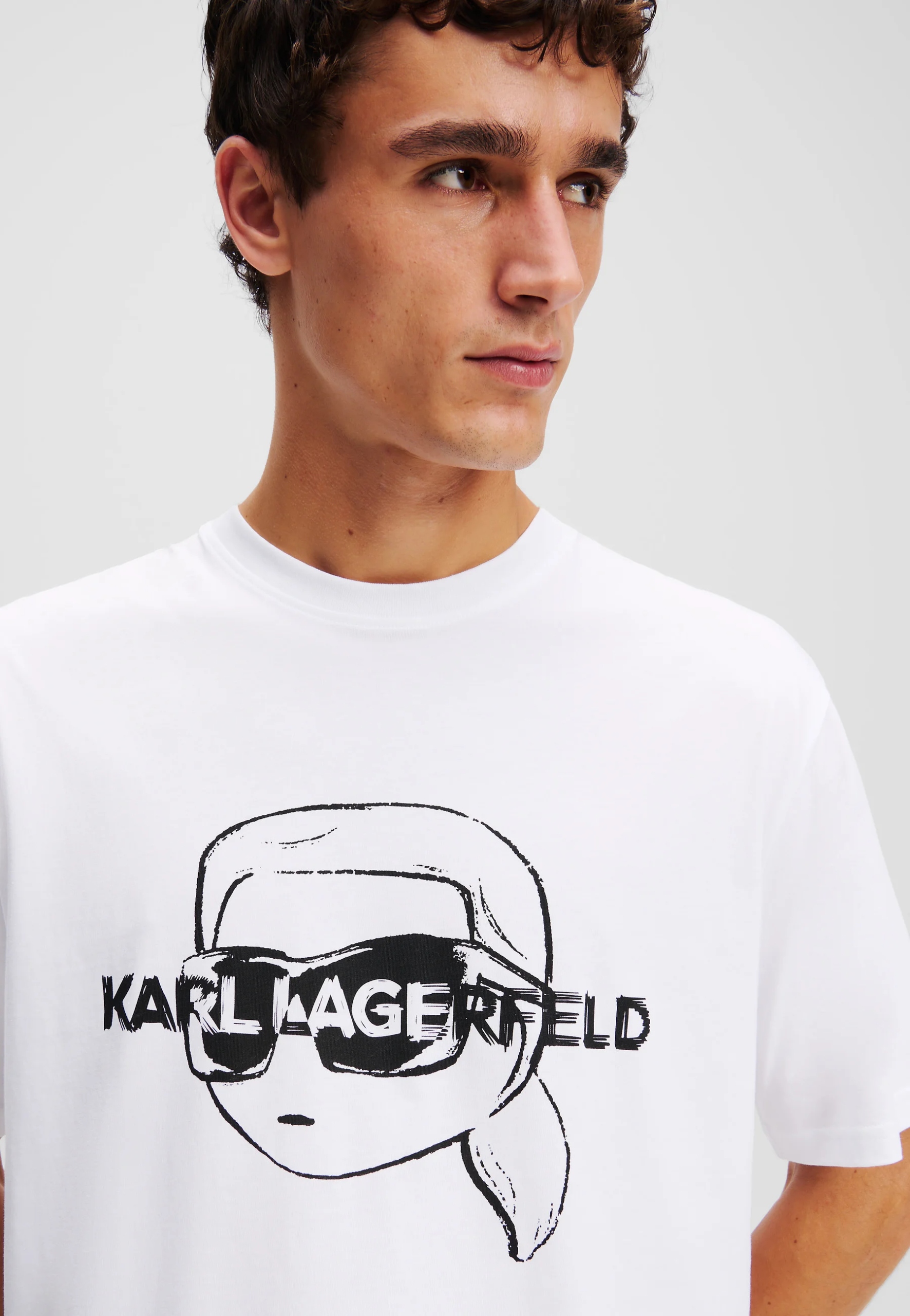 Karl Lagerfeld tričko s potiskem bílé bílé, velikost M