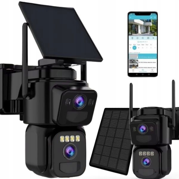 Zewnętrzna kamera solarna ZinTevo 4K Hd dwa obiektywy 6MP Sim 4G Lte