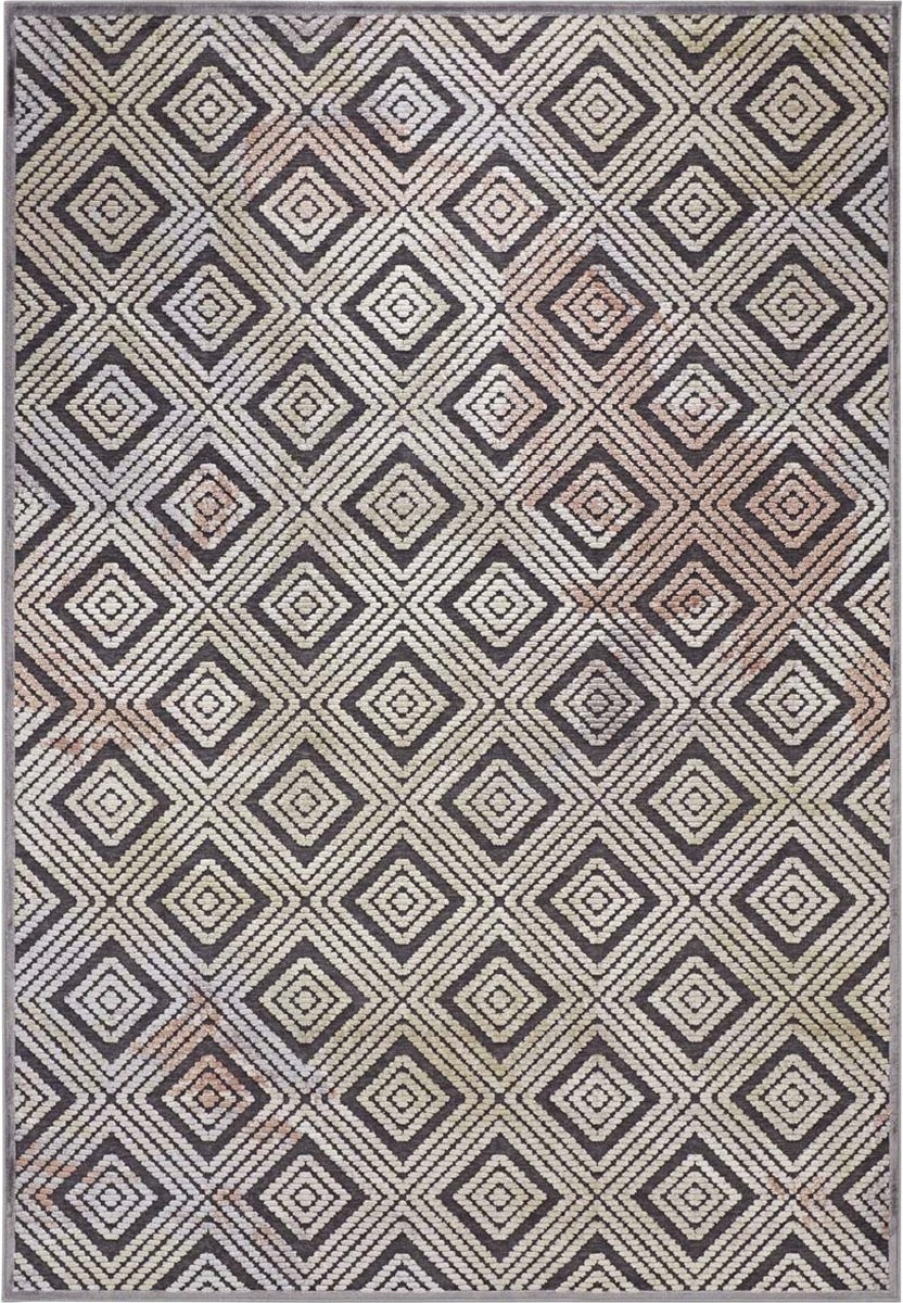 Koberec 120 x 170 cm do obývacího pokoje, tmavě béžový z viskózy, 3D efekt