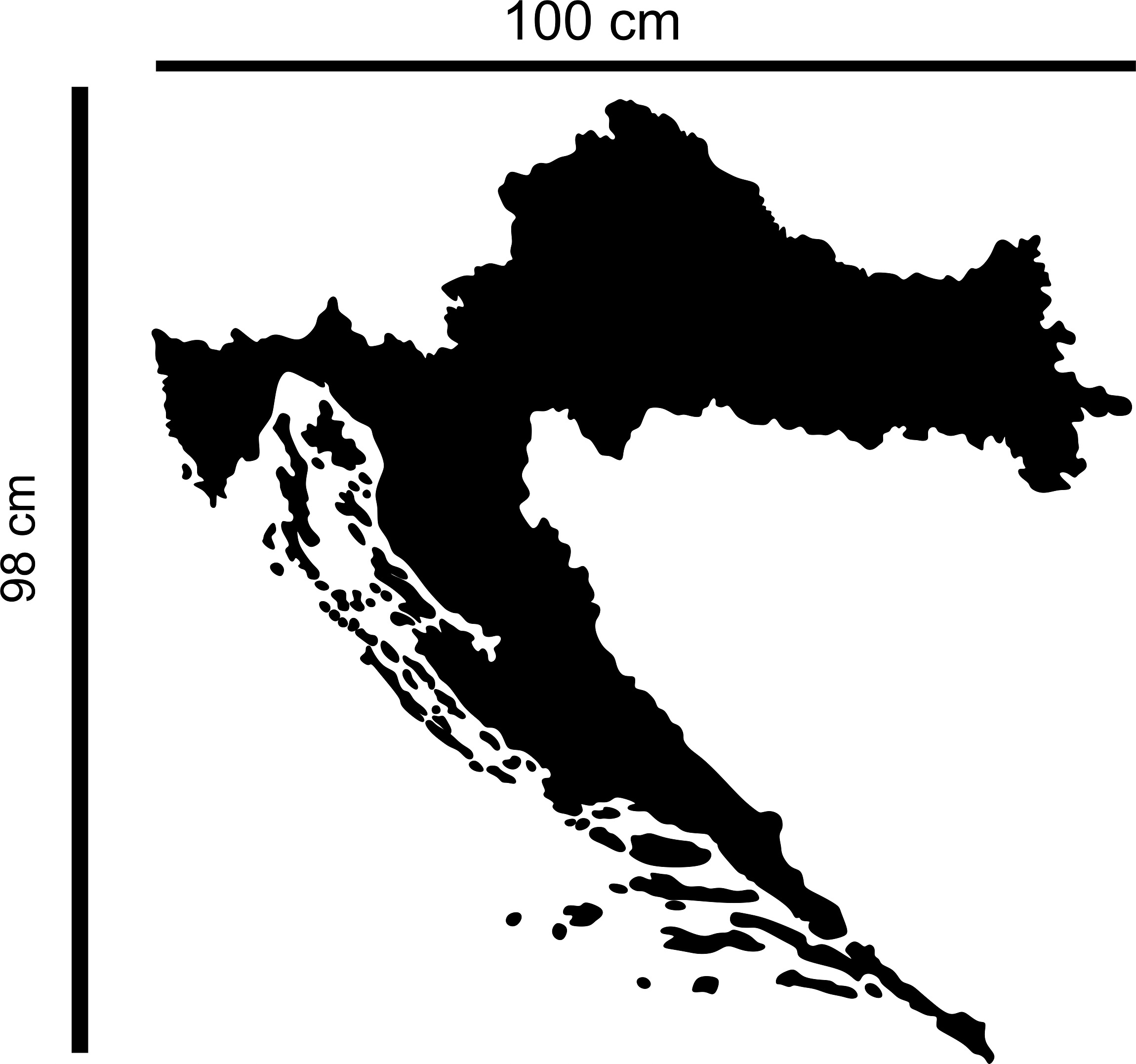 Metalová mapa Chorvatsko magnety Z Cestování velká 100 cm