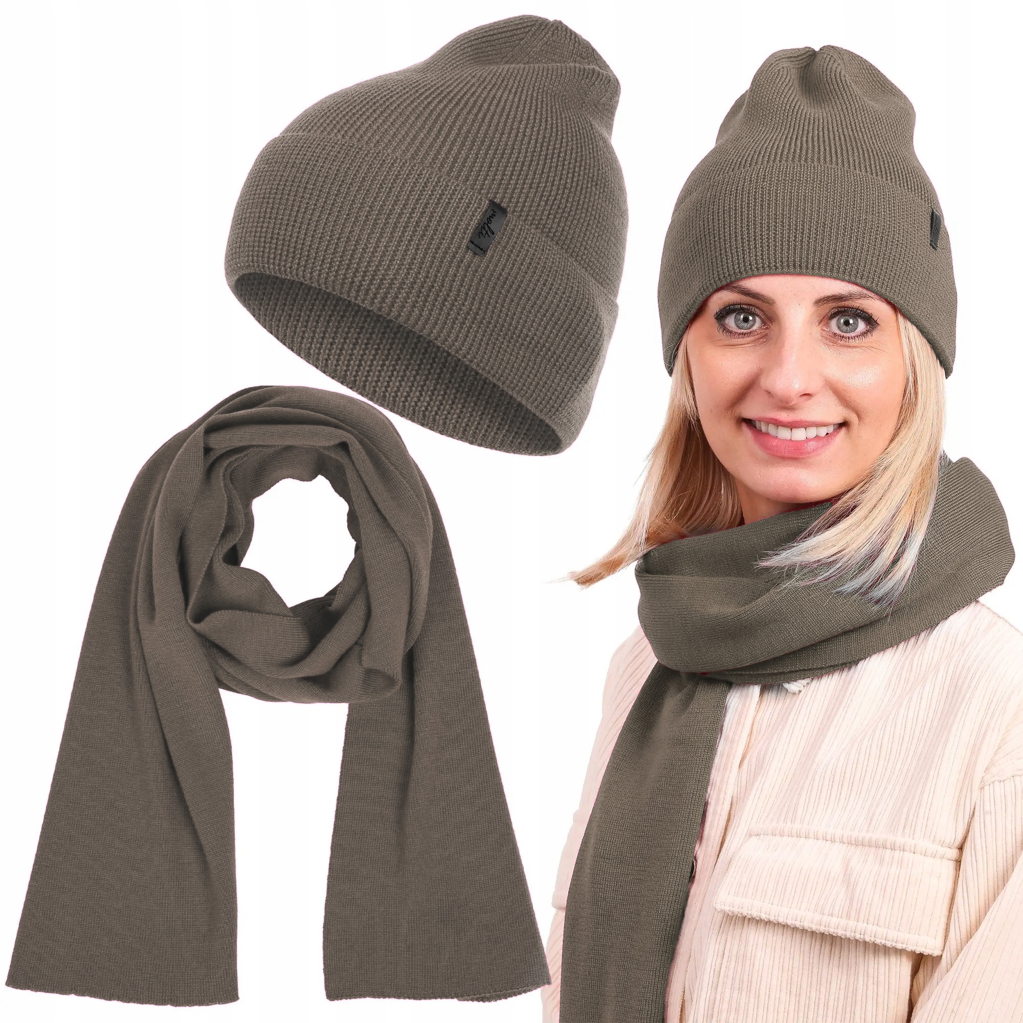 Teplý dámský komplet čepice zimní šála dámská měkká módní Merino 55-60