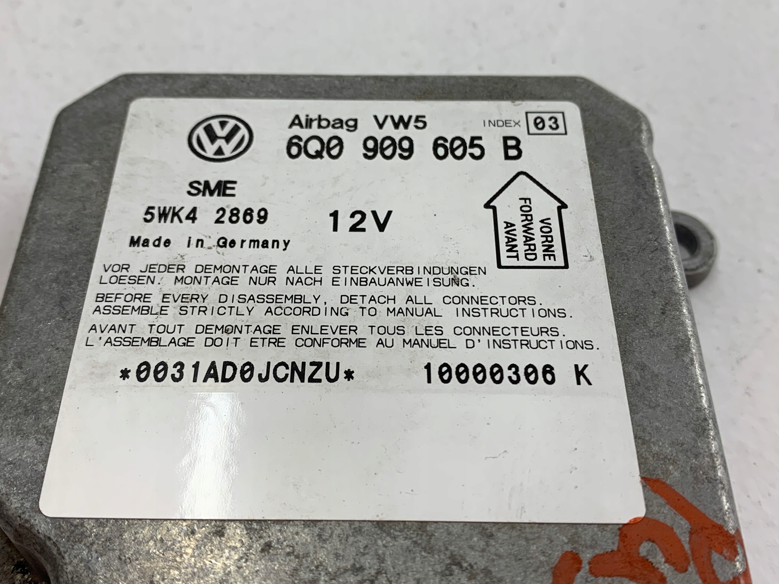 VW PASSAT B5 module SENSOR airbag 6Q0909605B